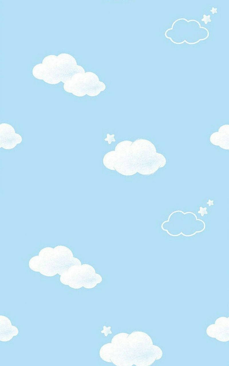 Aesthetic Baby Blue, soft blue sky, fluffy white clouds, HD Phone Wallpaper
