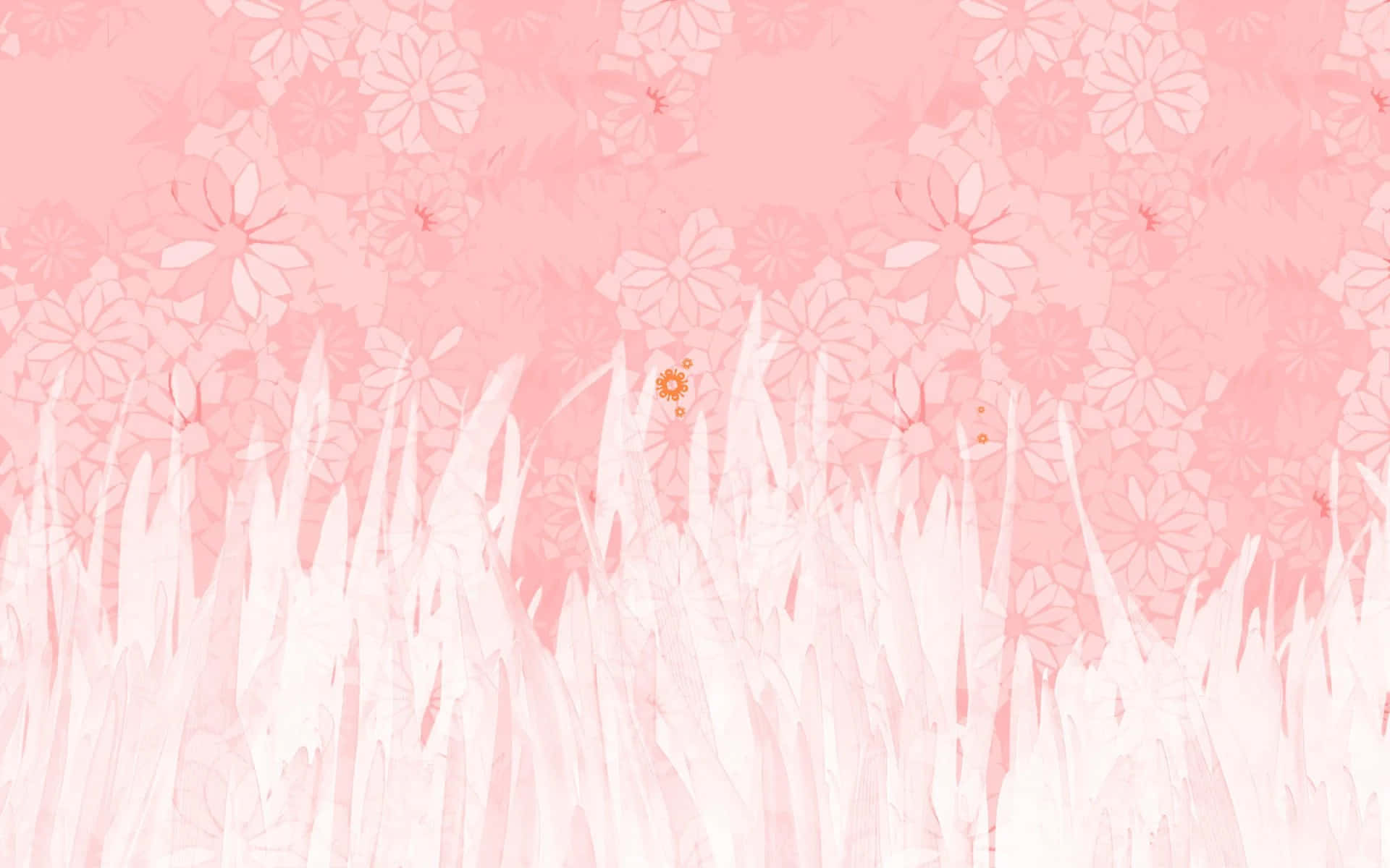 Aesthetic Baby Pink, soft pink background, white floral patterns, Full HD Desktop Wallpaper