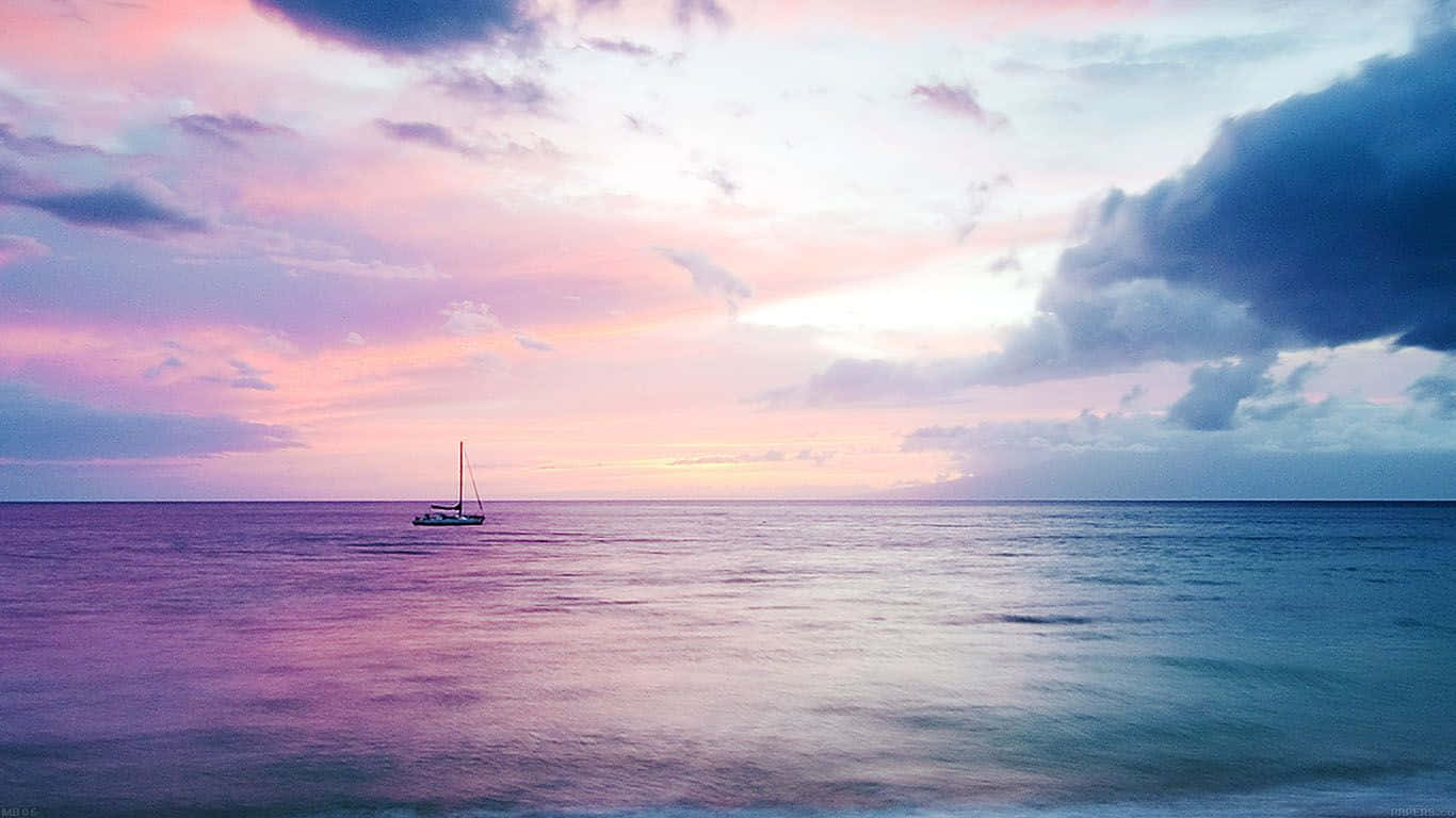 Aesthetic Beach Laptop, sailboat, calm ocean waters, HD Desktop Wallpaper
