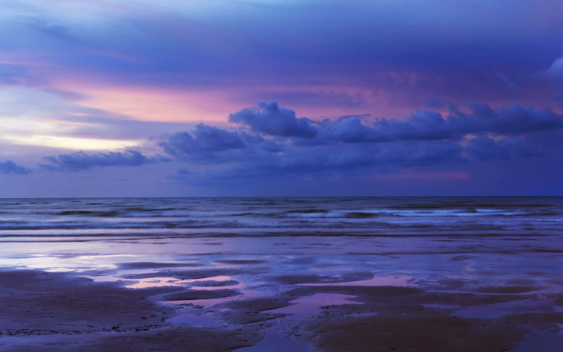 Aesthetic Beach Laptop, purple, pink clouds, Full HD Desktop Wallpaper