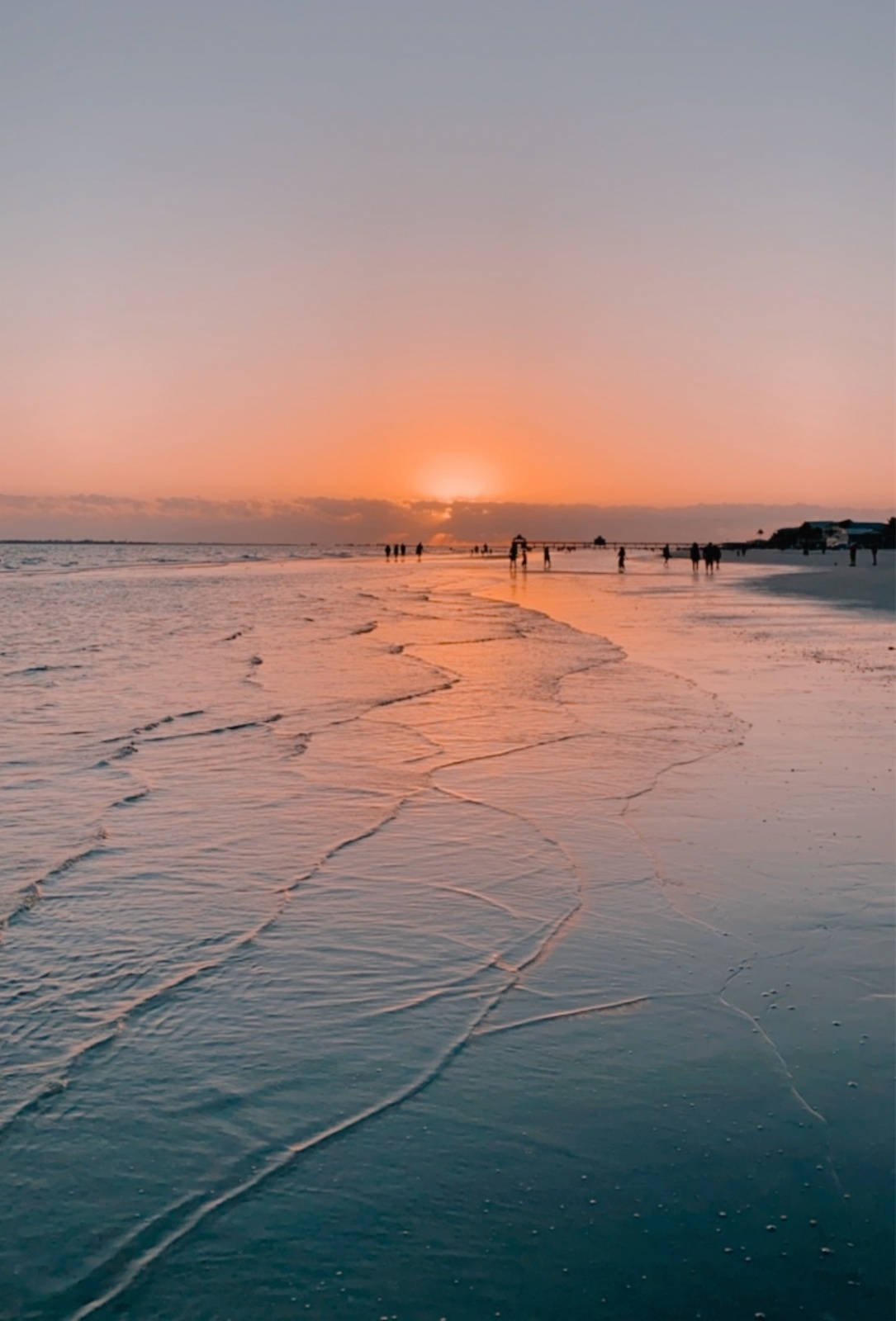 Sunset, warm orange hues, gentle waves, HD Phone Wallpaper