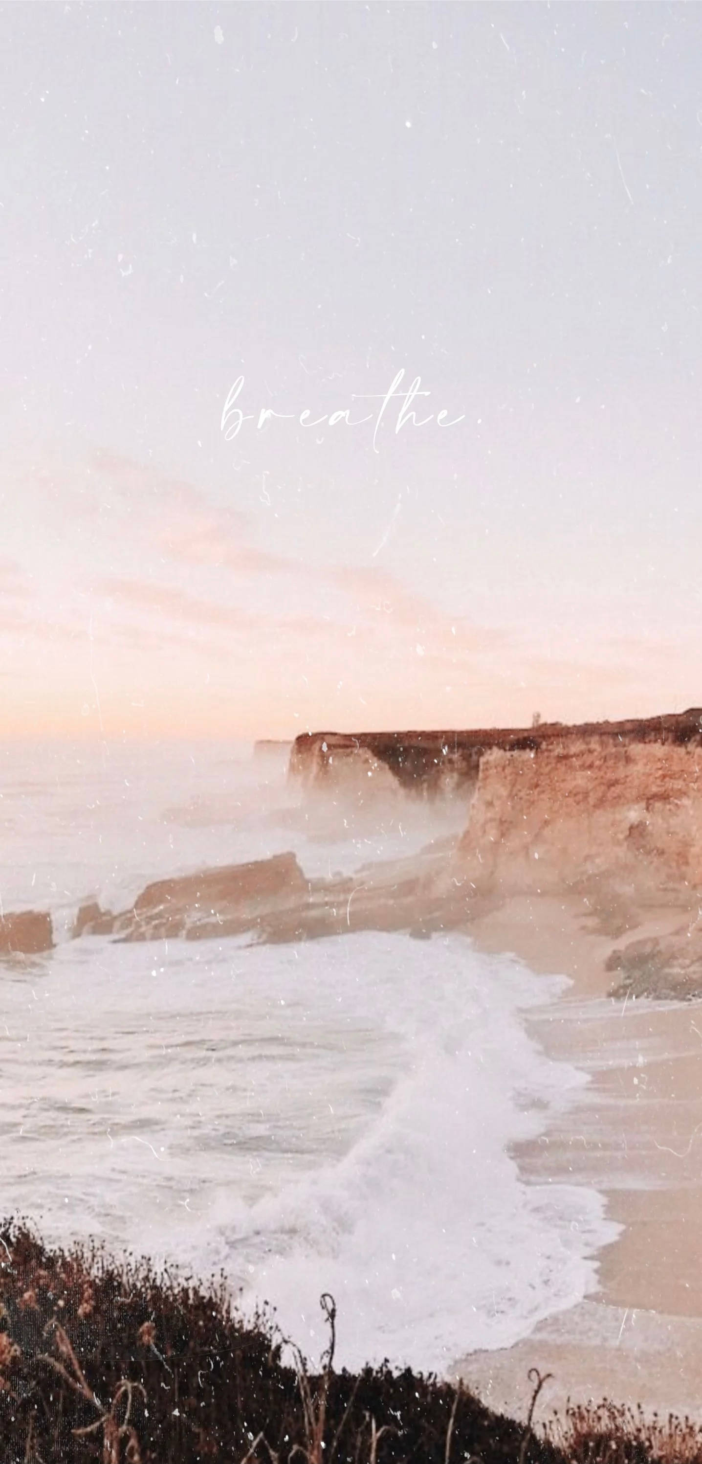 Aesthetic Beach, breathe, pastel sunset, 2K Phone Wallpaper