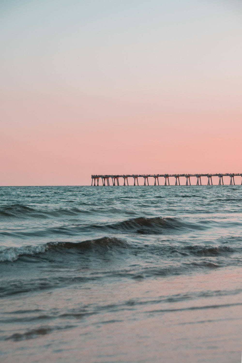 Aesthetic Beach, dusk, long pier, HD Phone Wallpaper