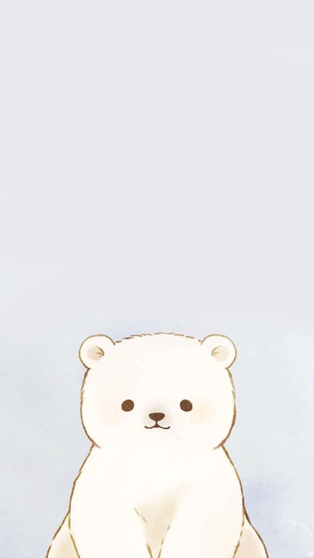 minimalist cute bear illustration, white polar bear, simple brown eyes, Full HD Phone Wallpaper