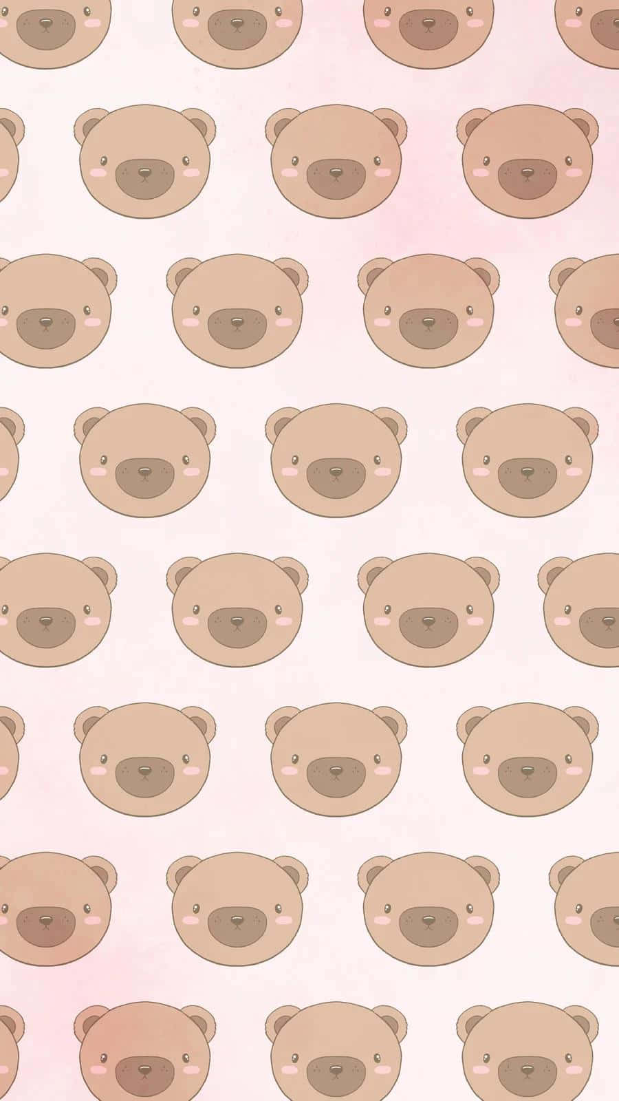 cute cartoon bear faces, rosy cheeks, soft pink gradient background, HD Phone Wallpaper