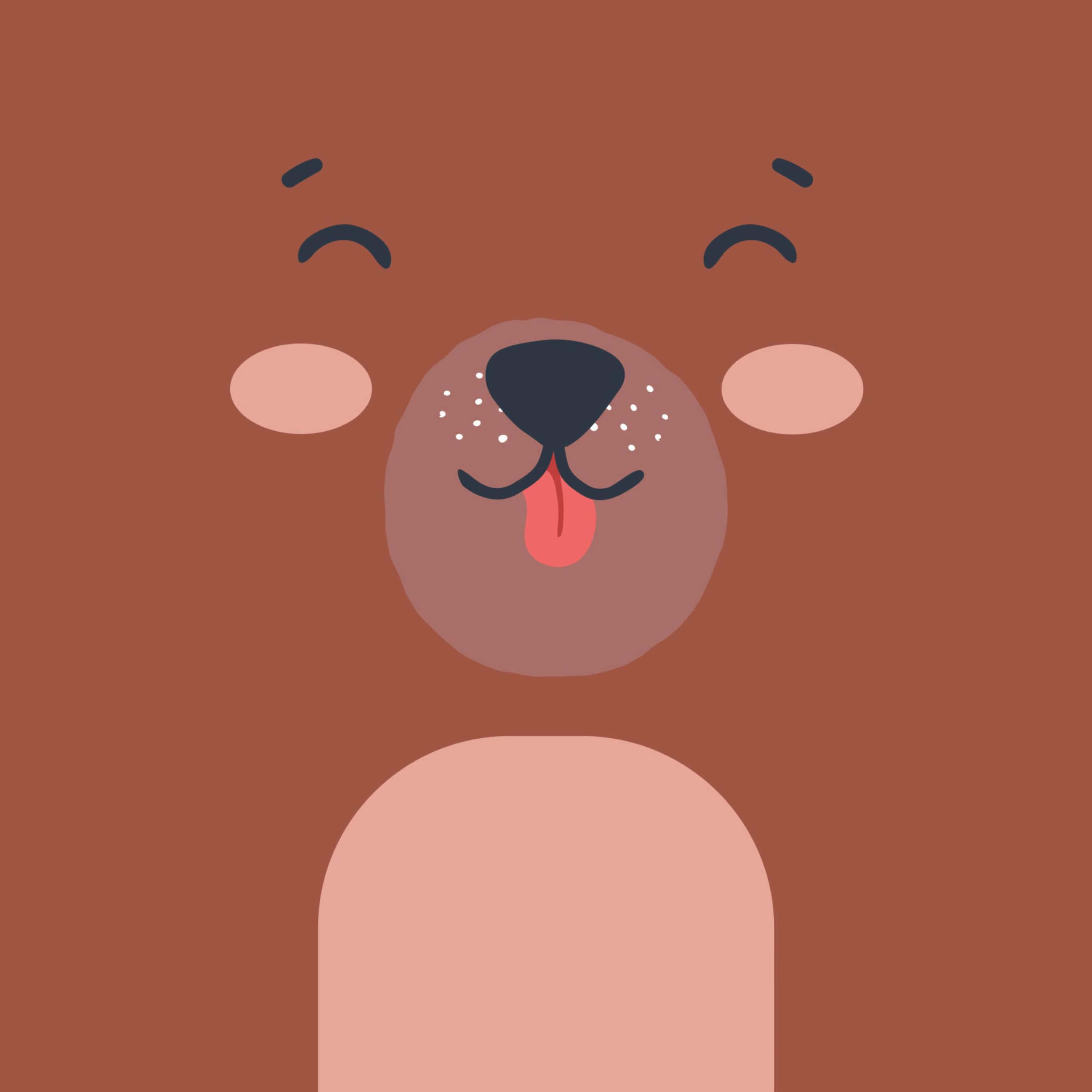 Happy Cartoon Bear Face, cartoon bear, closed eyes, 2K Desktop Wallpaper