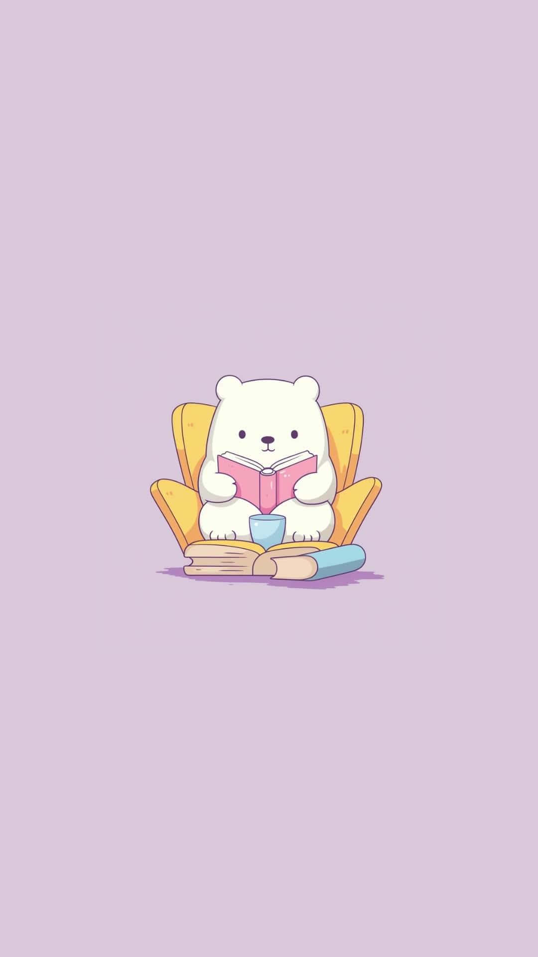Aesthetic Bear, white bear, yellow armchair, Full HD Phone Wallpaper