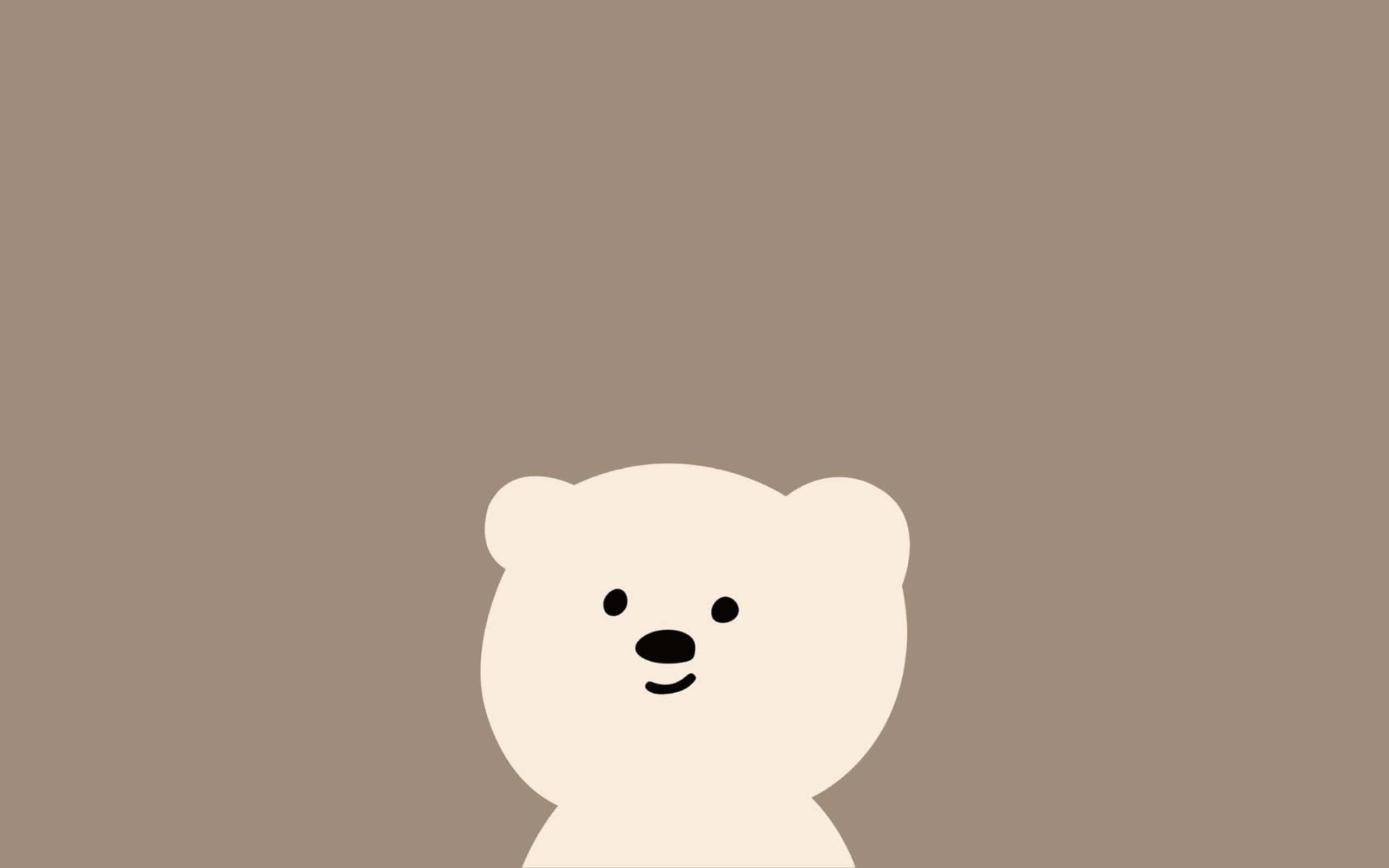 minimalist cartoon bear, white bear, black features, 2K Desktop Wallpaper