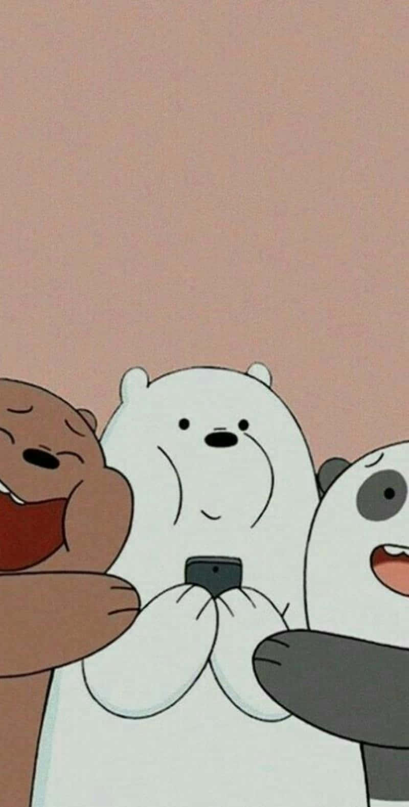 Animated Bear, Friends With Phone, three cartoon bears, HD Phone Wallpaper