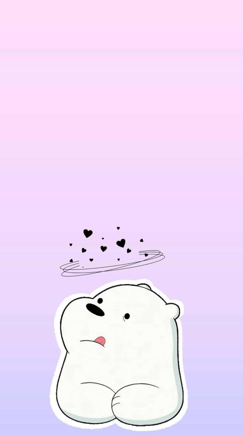 Loving Thoughts Aesthetic Bear, white bear, pink tongue, HD Phone Wallpaper