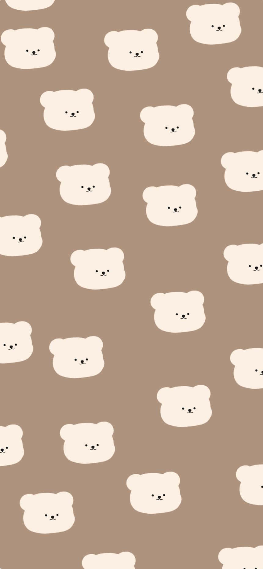 cute bear, cream-colored bear faces, muted brown background, HD Phone Wallpaper