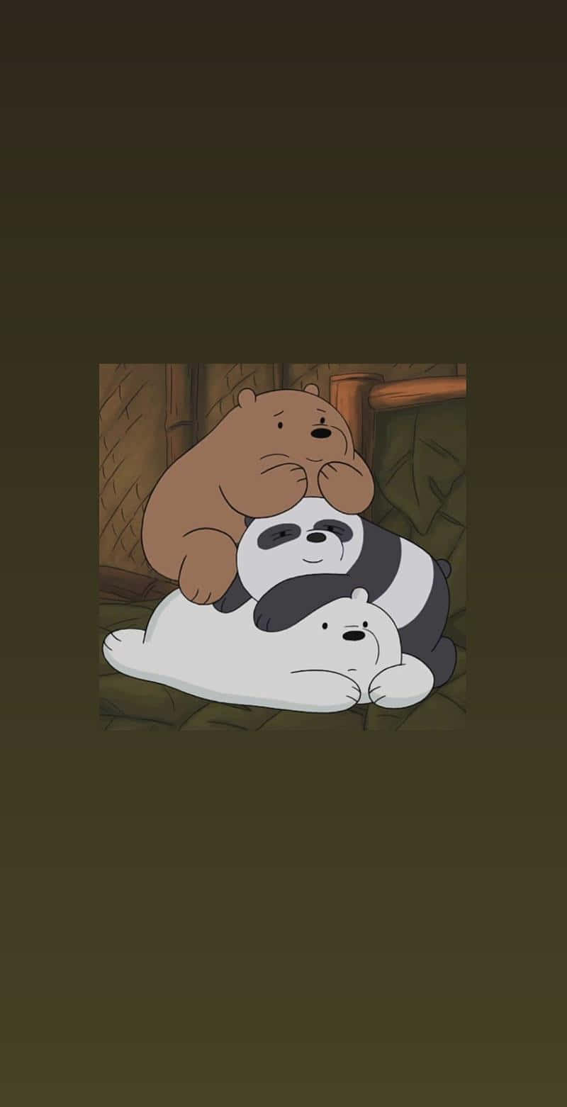 cartoon bears, bamboo hut, warm earthy tones, HD Phone Wallpaper