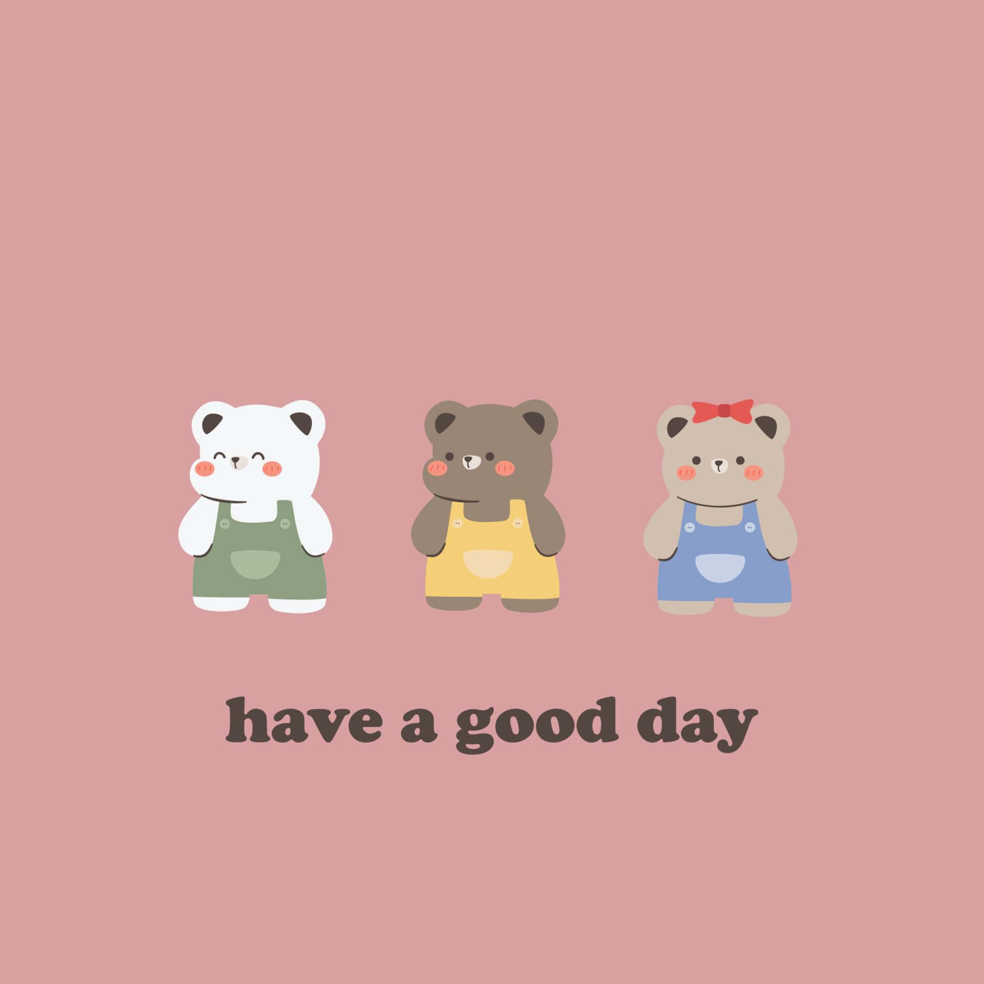 cute trio bears, cartoon bears, overalls, Full HD Desktop Wallpaper