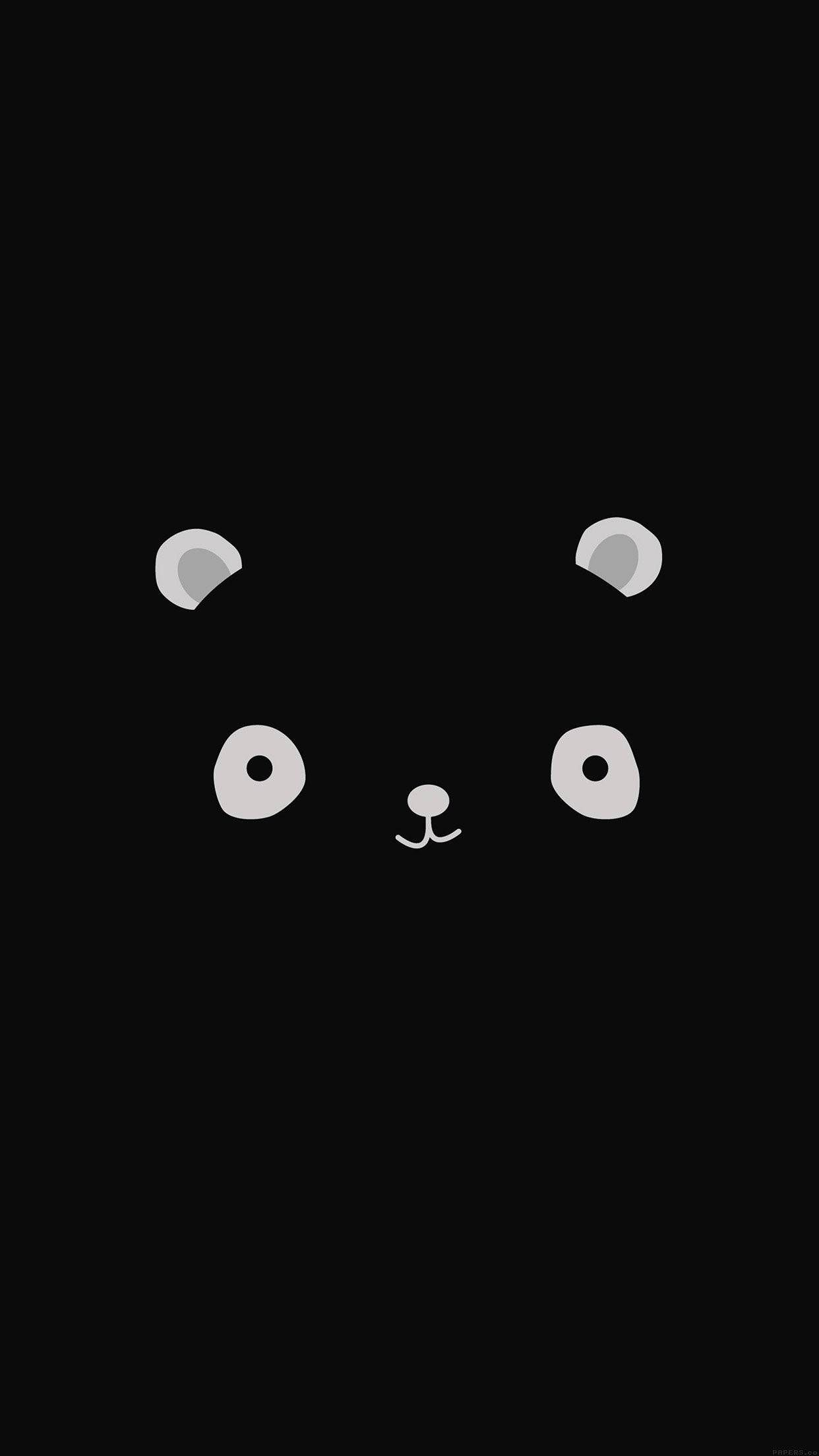 cute black and white aesthetic cartoon bear, minimalist white panda face, simple eyes ears and nose, Full HD Phone Wallpaper