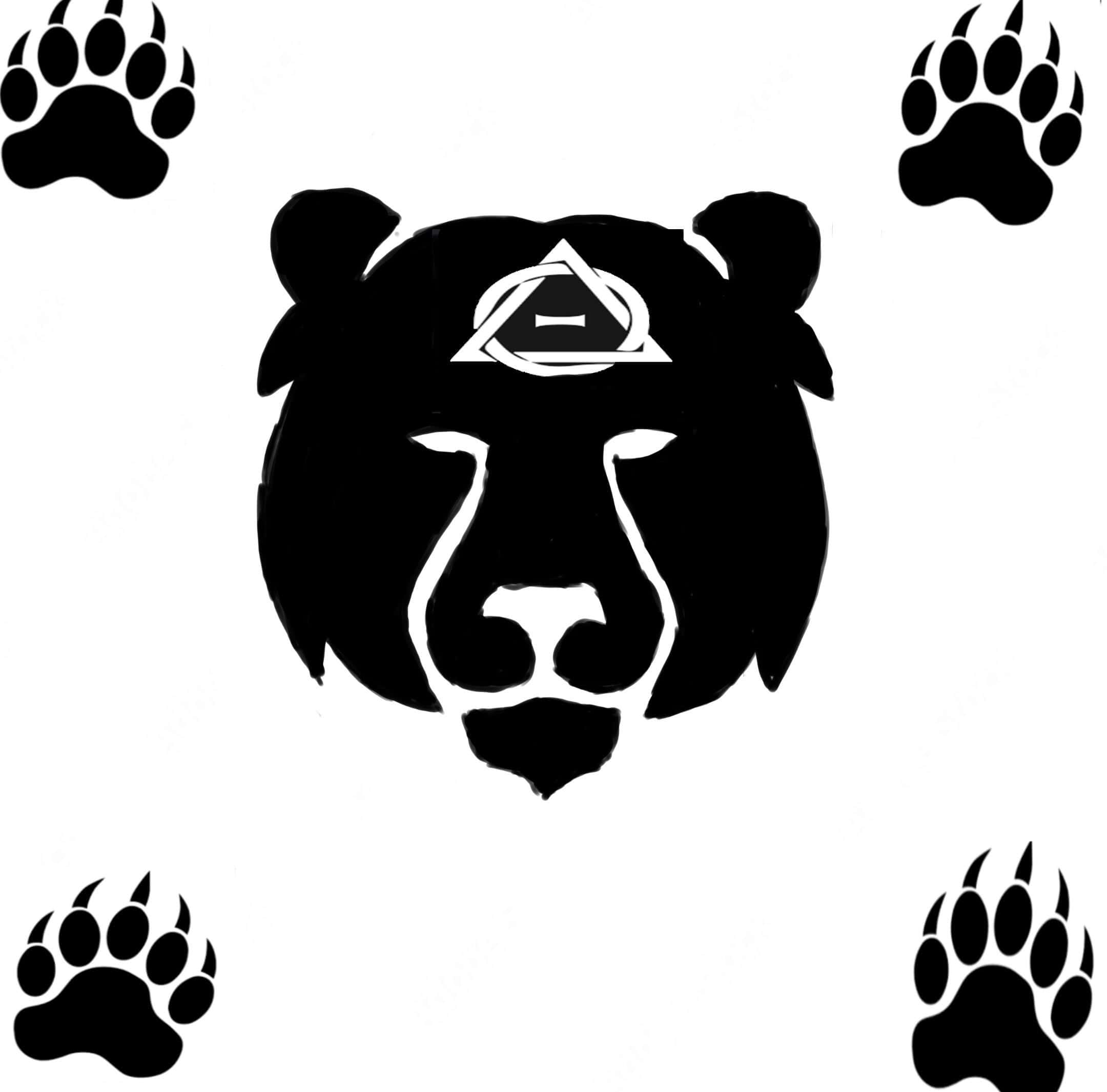 Bear Therian Symbol, black bear head silhouette, mystical triangle symbol, Full HD Desktop Wallpaper