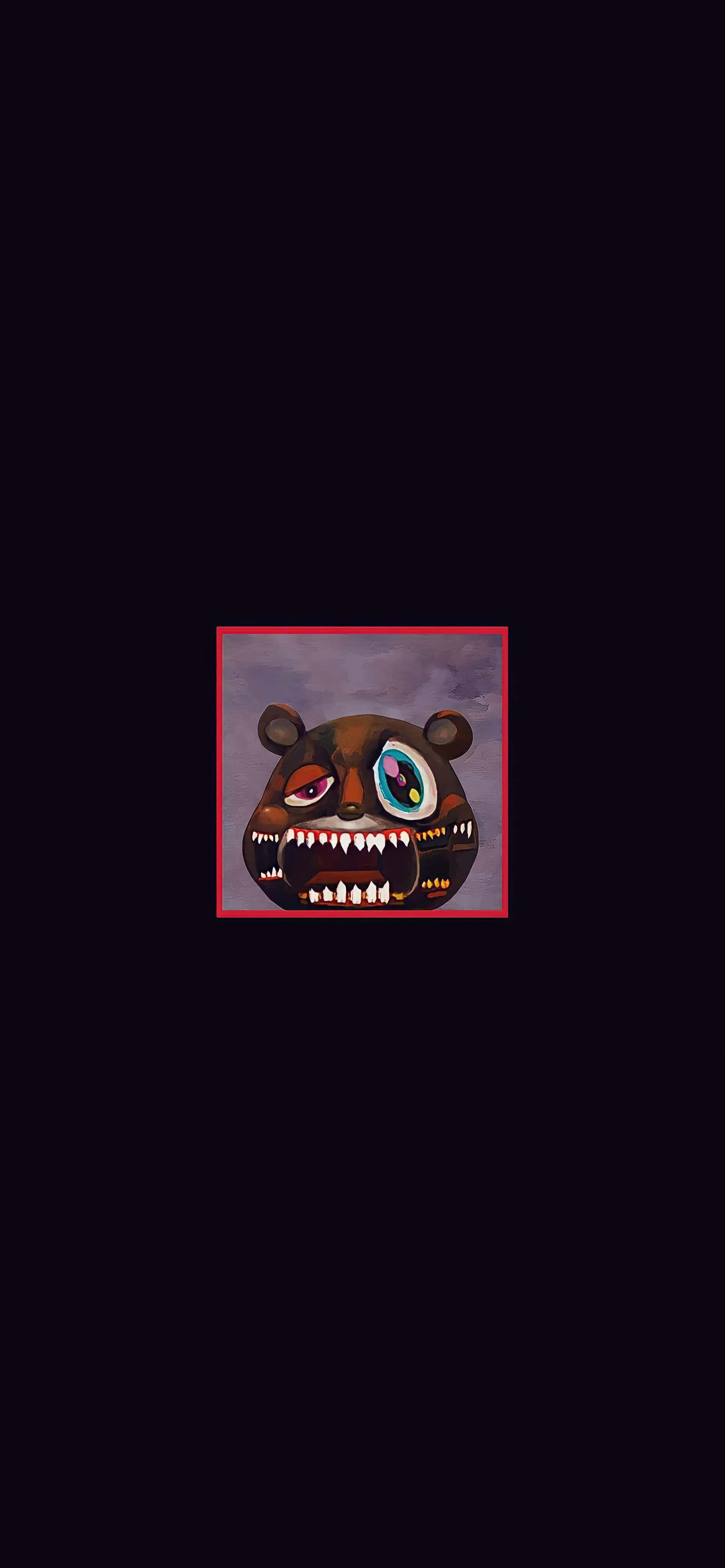 Dark Fantasy Bear, mismatched eyes, sharp teeth, 4K Phone Wallpaper