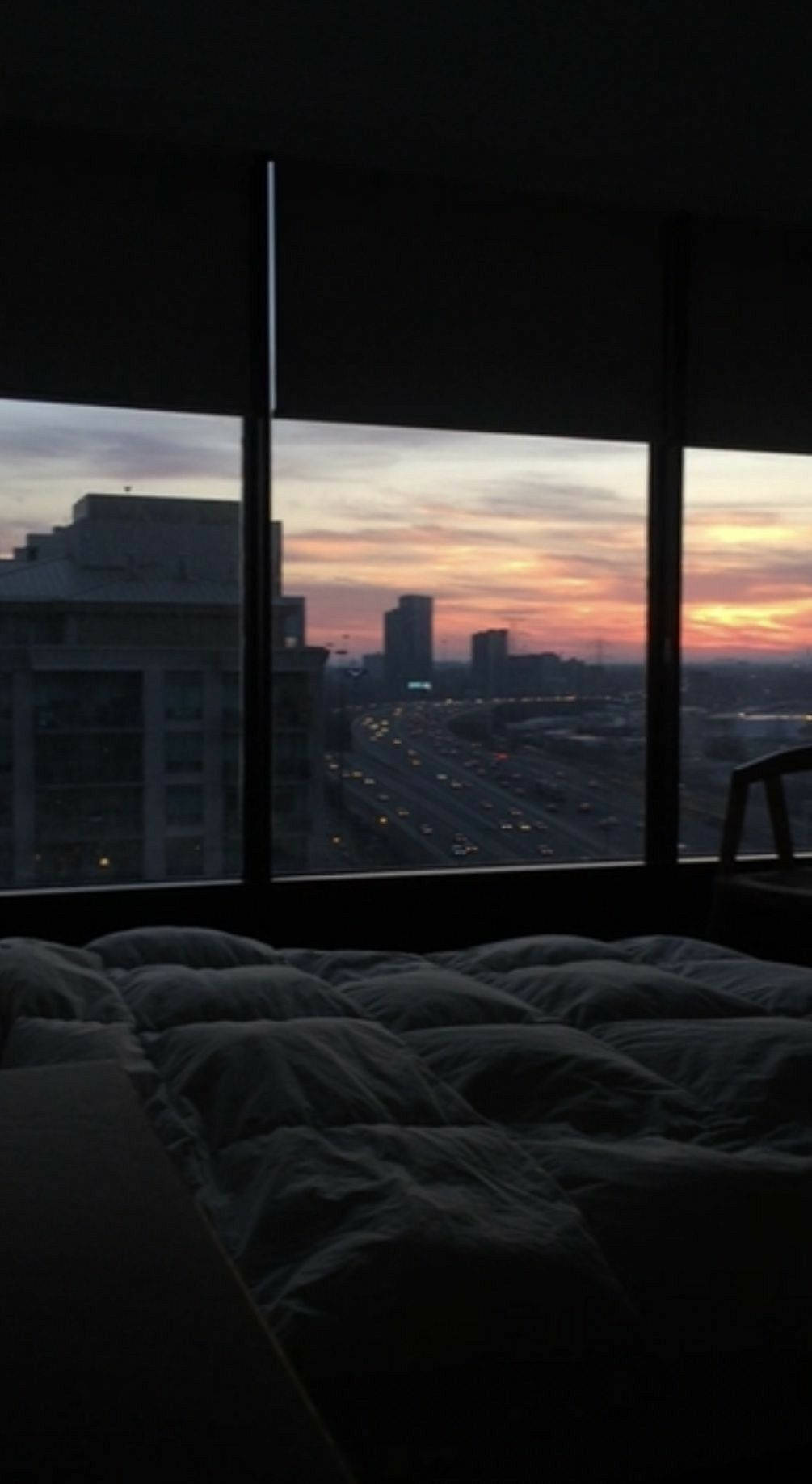 bed, blanket, cityscape, HD Phone Wallpaper