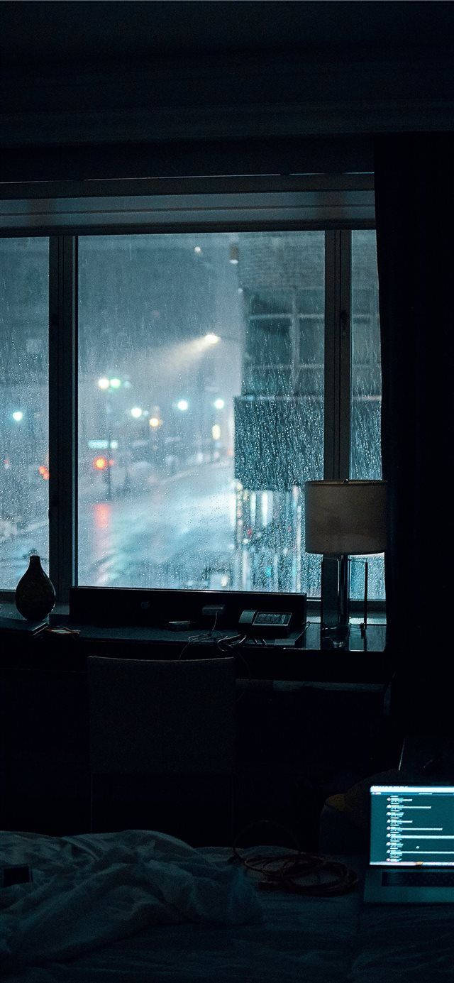 bedroom, night, rain, HD Phone Wallpaper