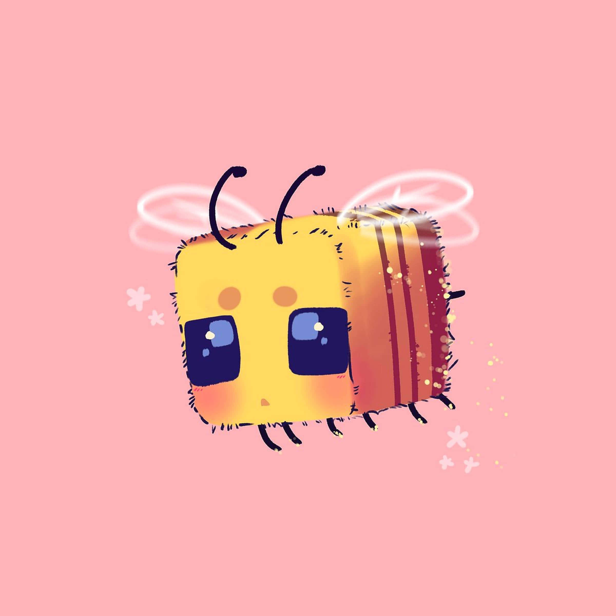 cartoon bee, big blue eyes, fuzzy yellow stripes, Full HD Desktop Wallpaper