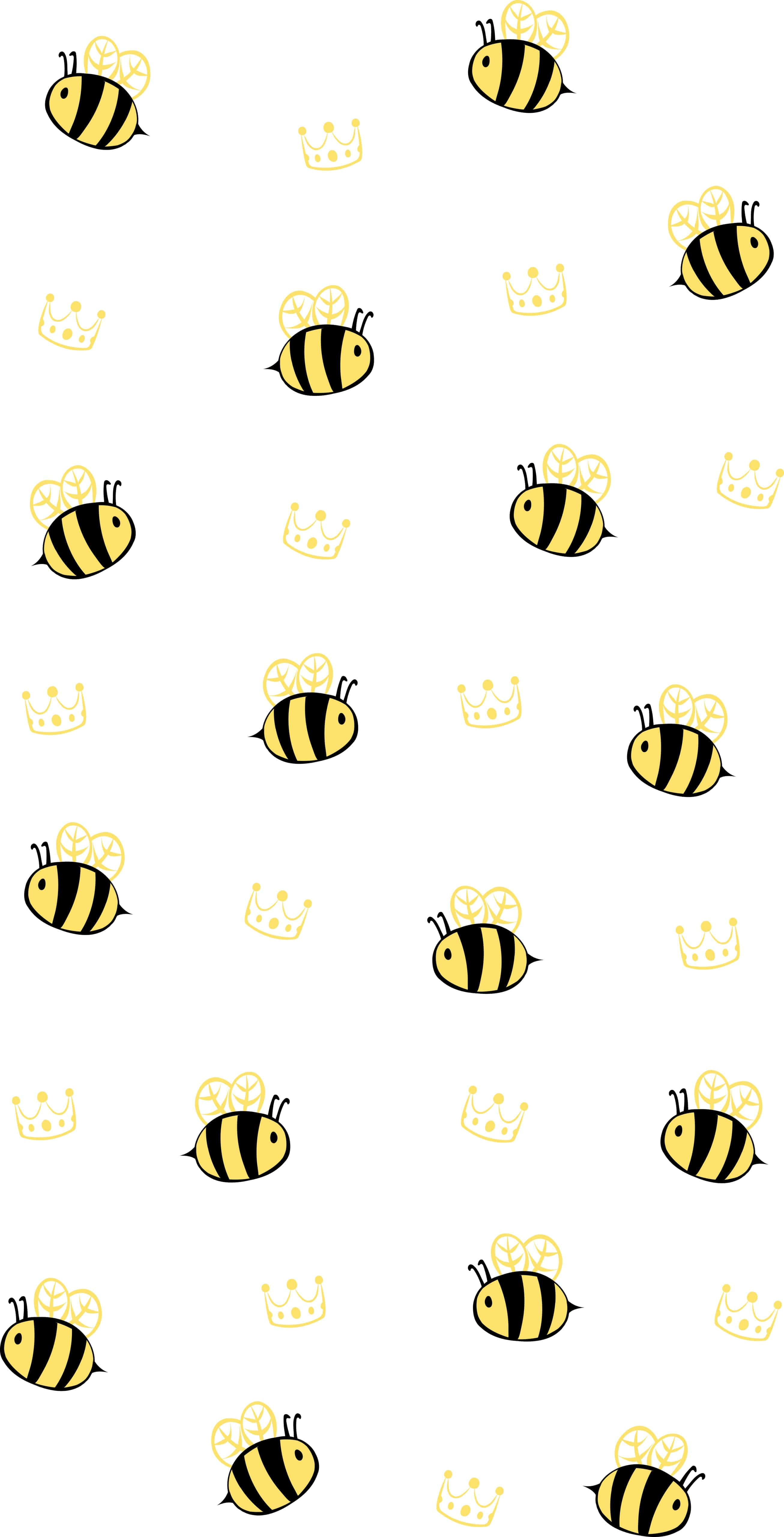 Aesthetic Bee, yellow and black cartoon bees, lemon slices, 5K Phone Wallpaper