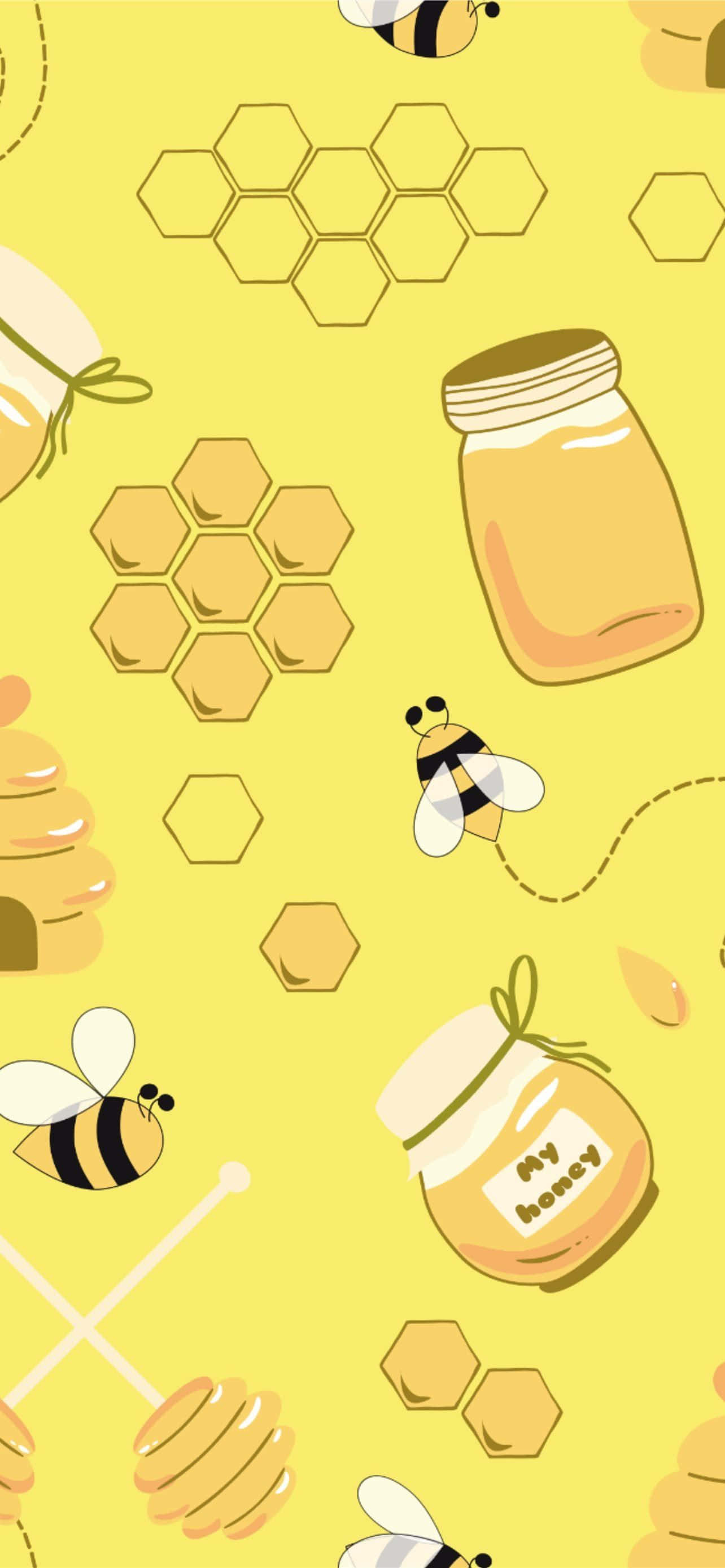 Aesthetic Bee, yellow, cartoon bees, 2K Phone Wallpaper