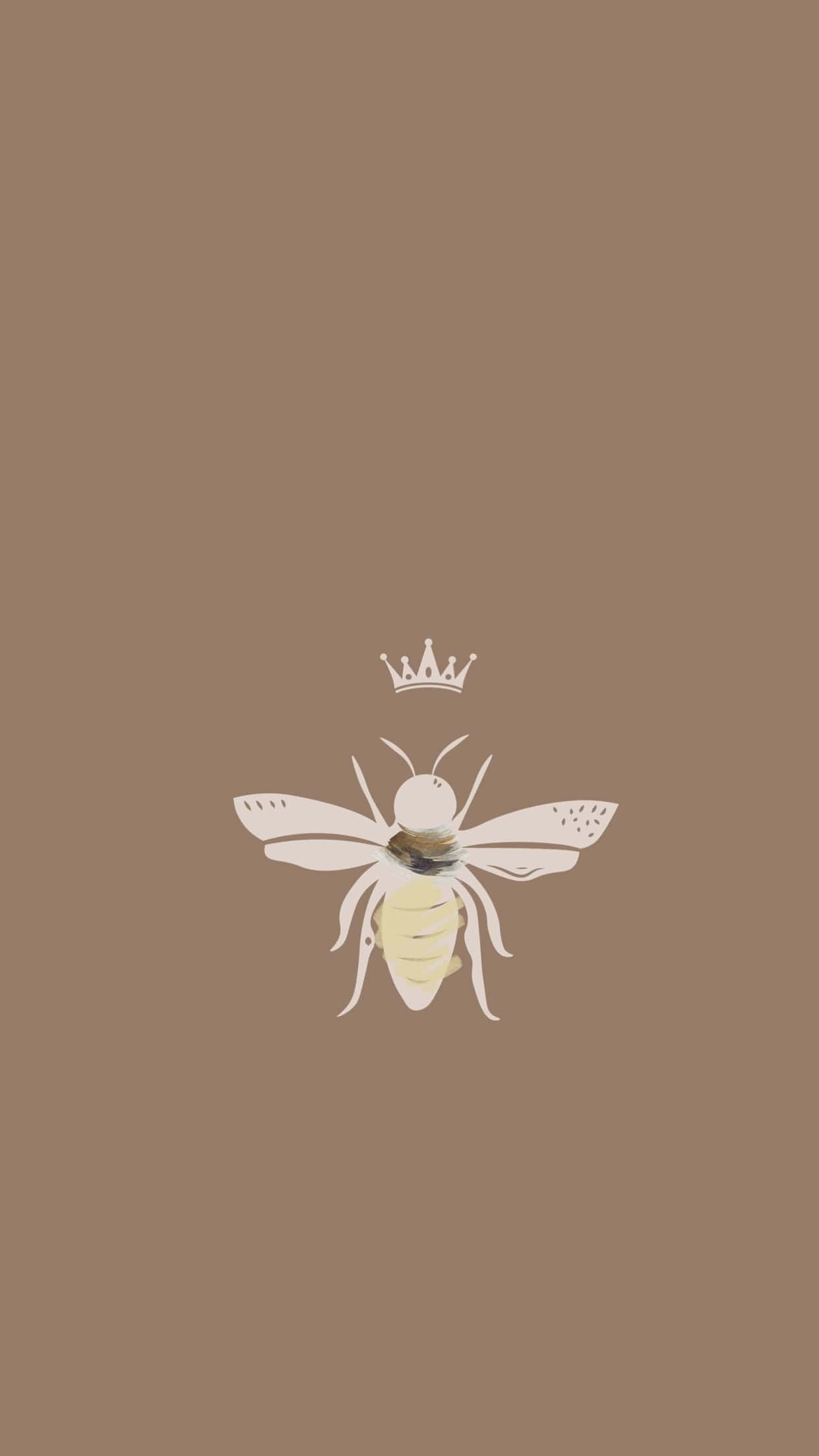 Aesthetic Bee, white bee, crown, Full HD Phone Wallpaper
