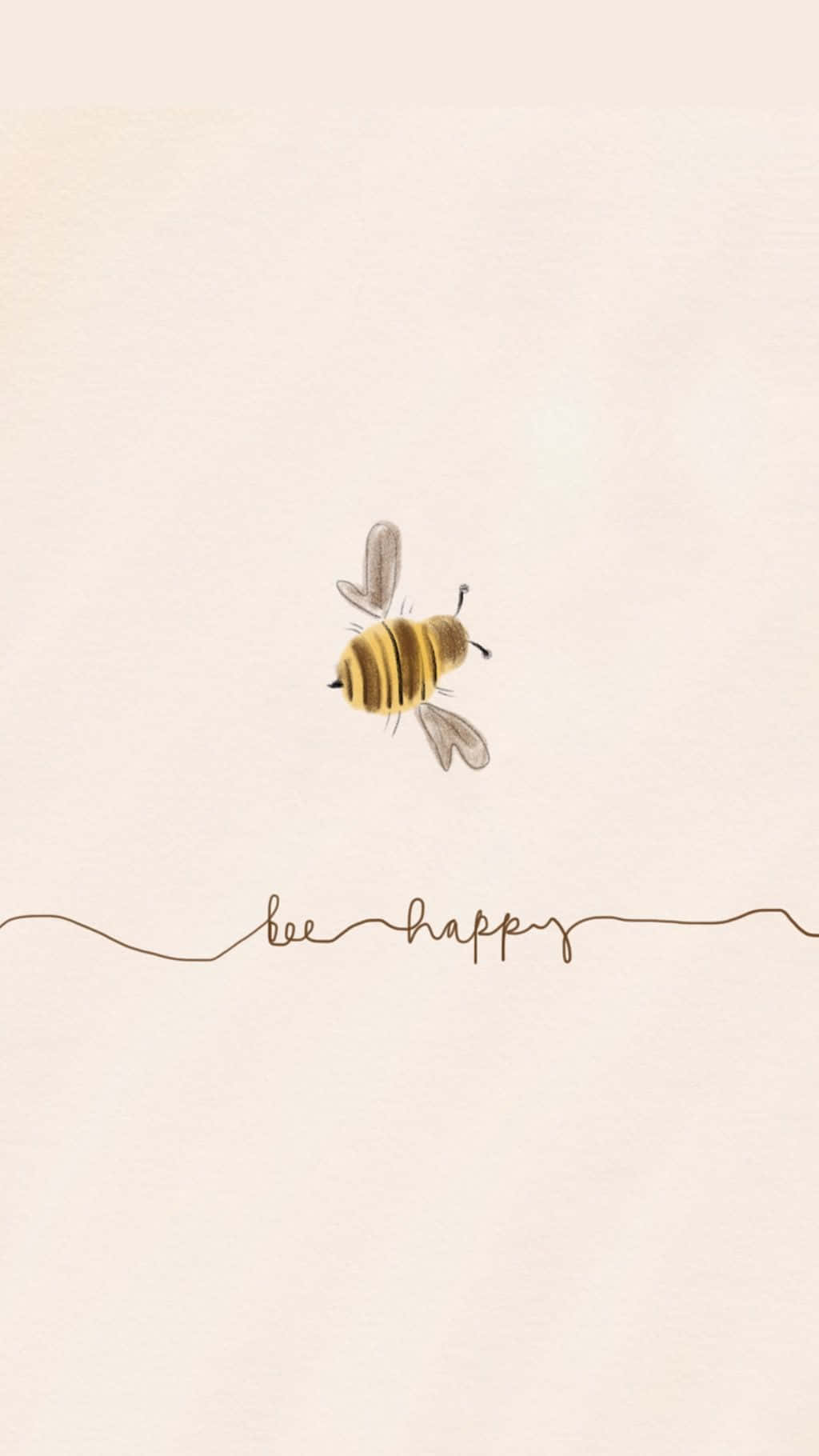 Aesthetic Bee, watercolor bee, handwritten phrase 'bee happy', HD Phone Wallpaper