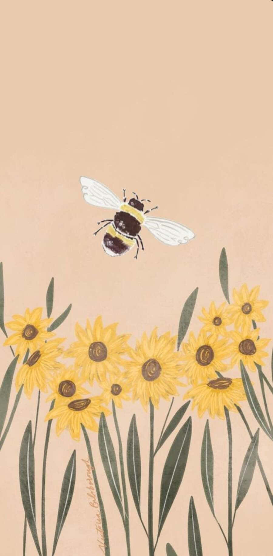 Aesthetic Bee, bumblebee, purple flower, HD Phone Wallpaper