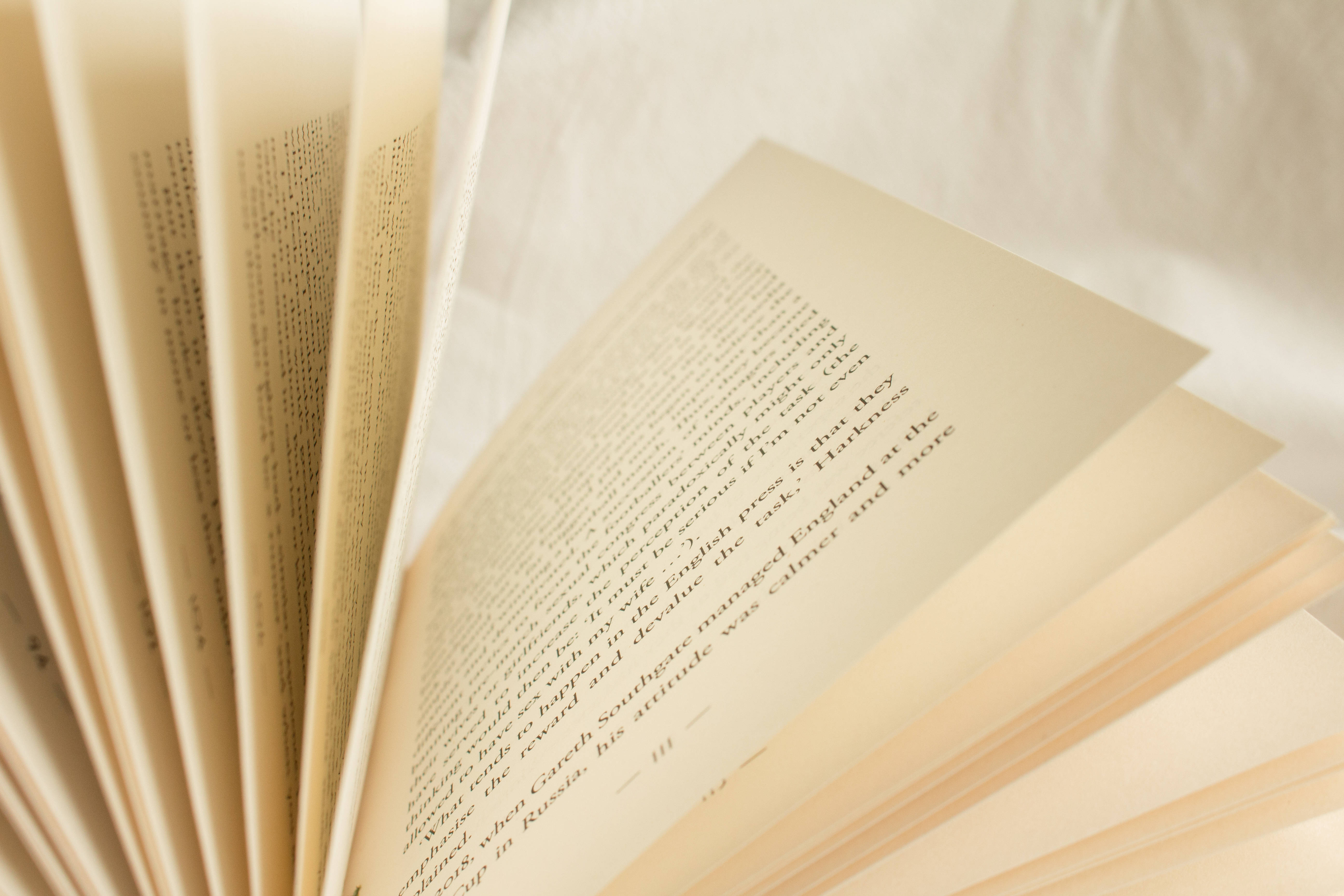Aesthetic Beige Book, cream pages, black text, 5K Desktop Wallpaper