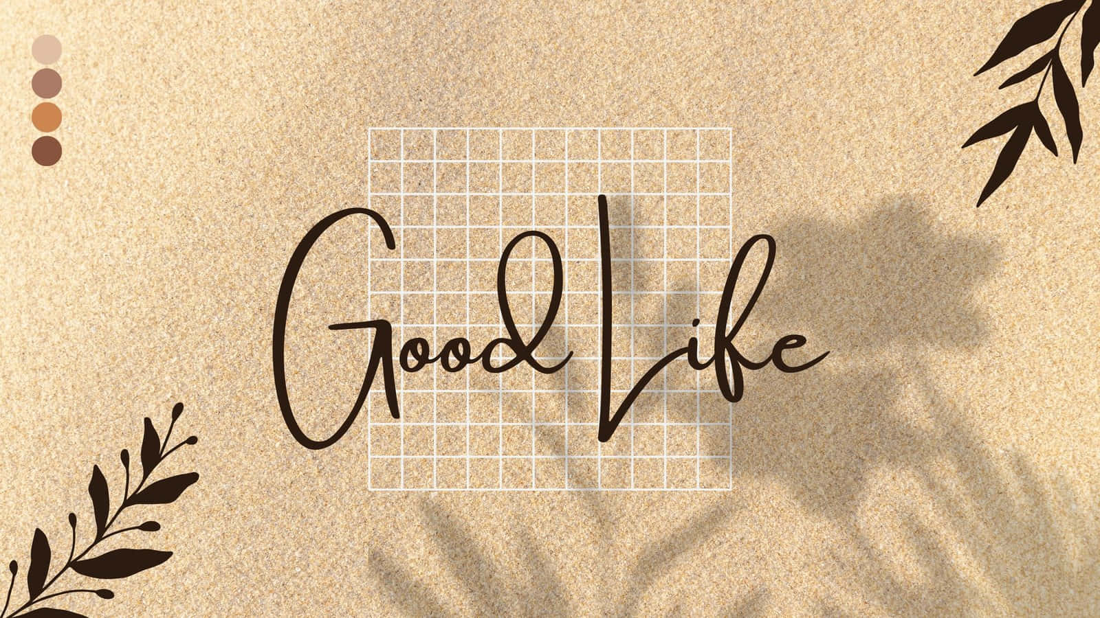 Good Life, textured beige background, leaf silhouettes, HD Desktop Wallpaper
