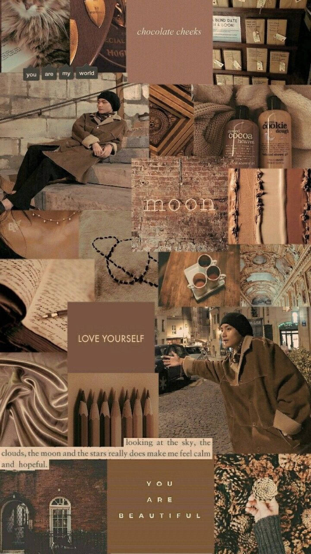 Aesthetic Beige, brown coat, chocolate-themed items, Full HD Phone Wallpaper