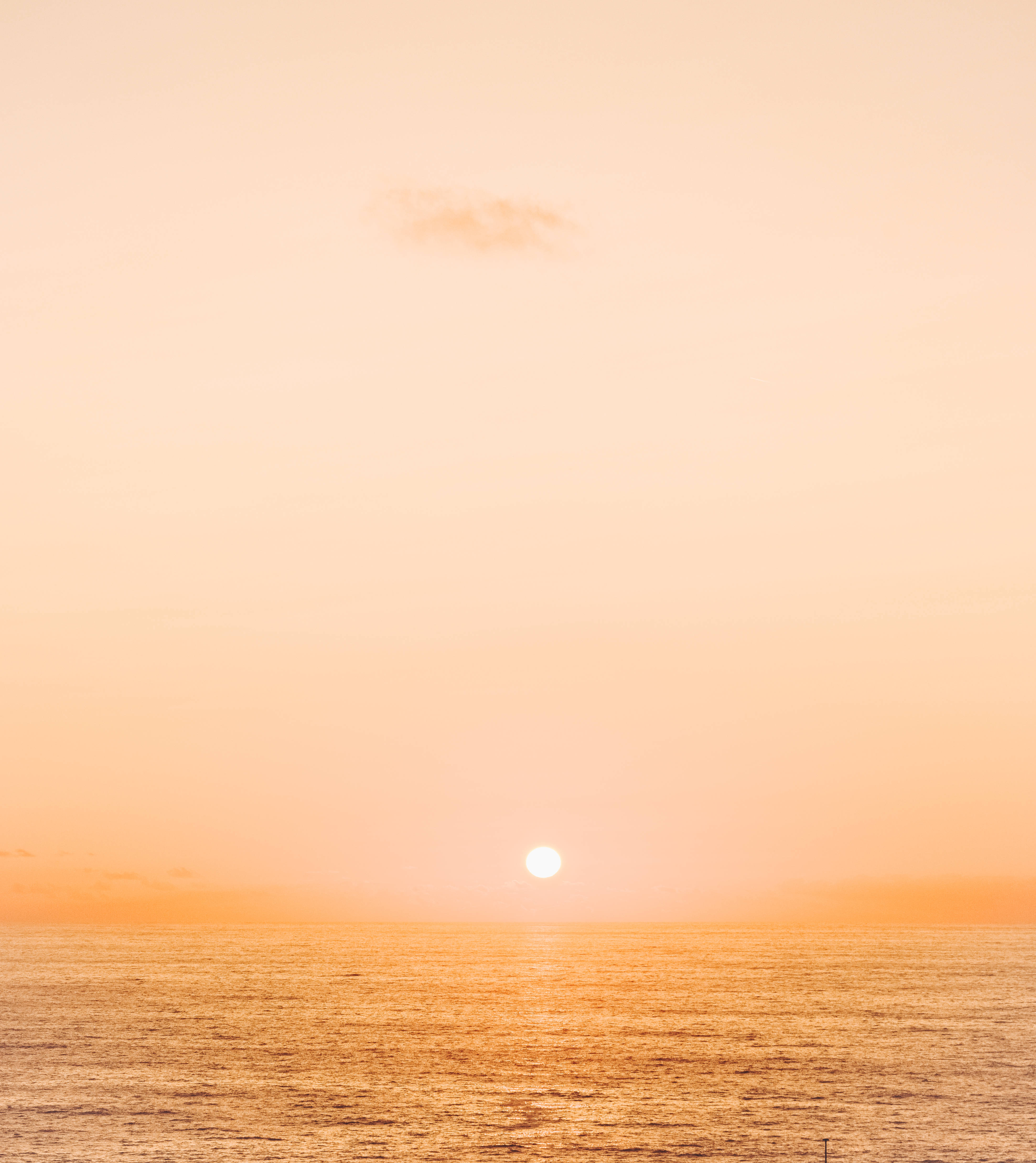sunset, calm ocean waters, glowing sun, 4K Phone Wallpaper