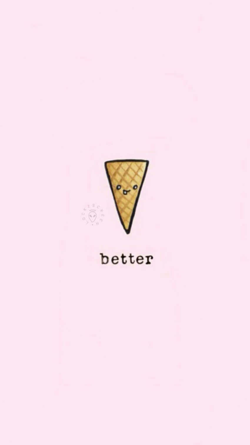 Aesthetic Bff, kawaii ice cream cone, smiling face, HD Phone Wallpaper