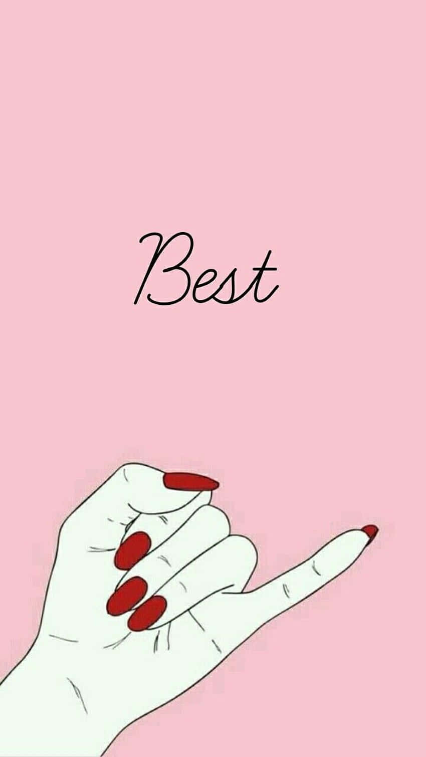 red nails, best gesture, soft pink background, HD Phone Wallpaper