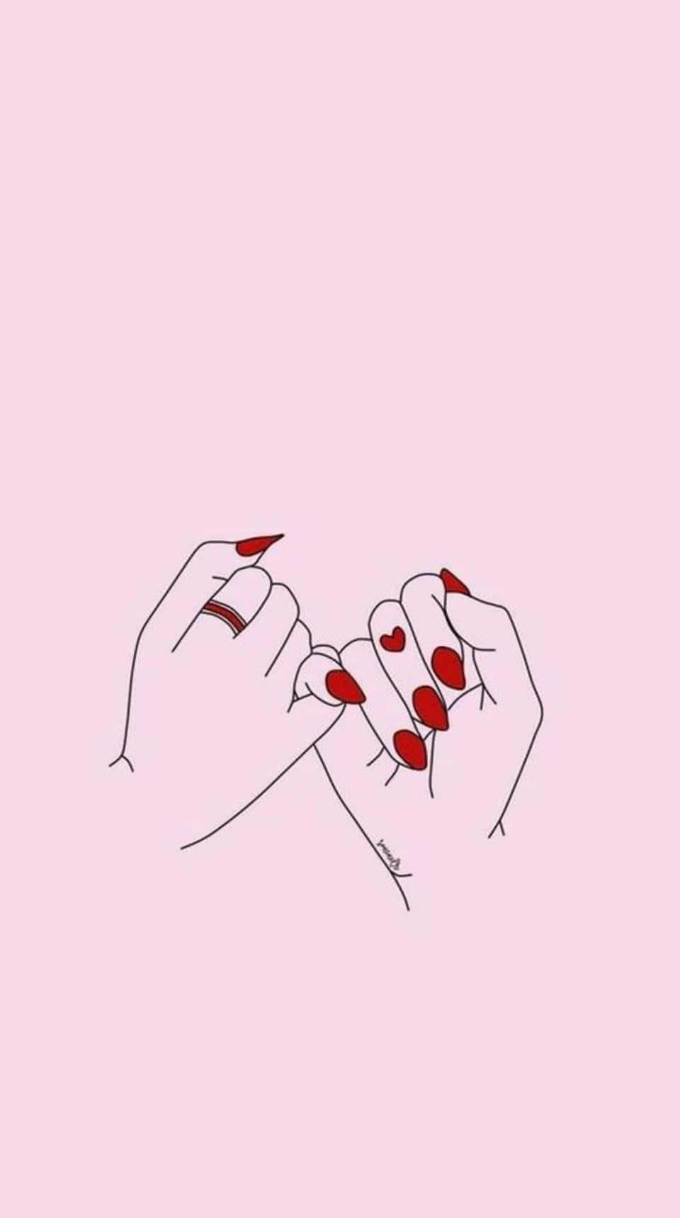 Aesthetic BFF, red nails, heart shape, HD Phone Wallpaper