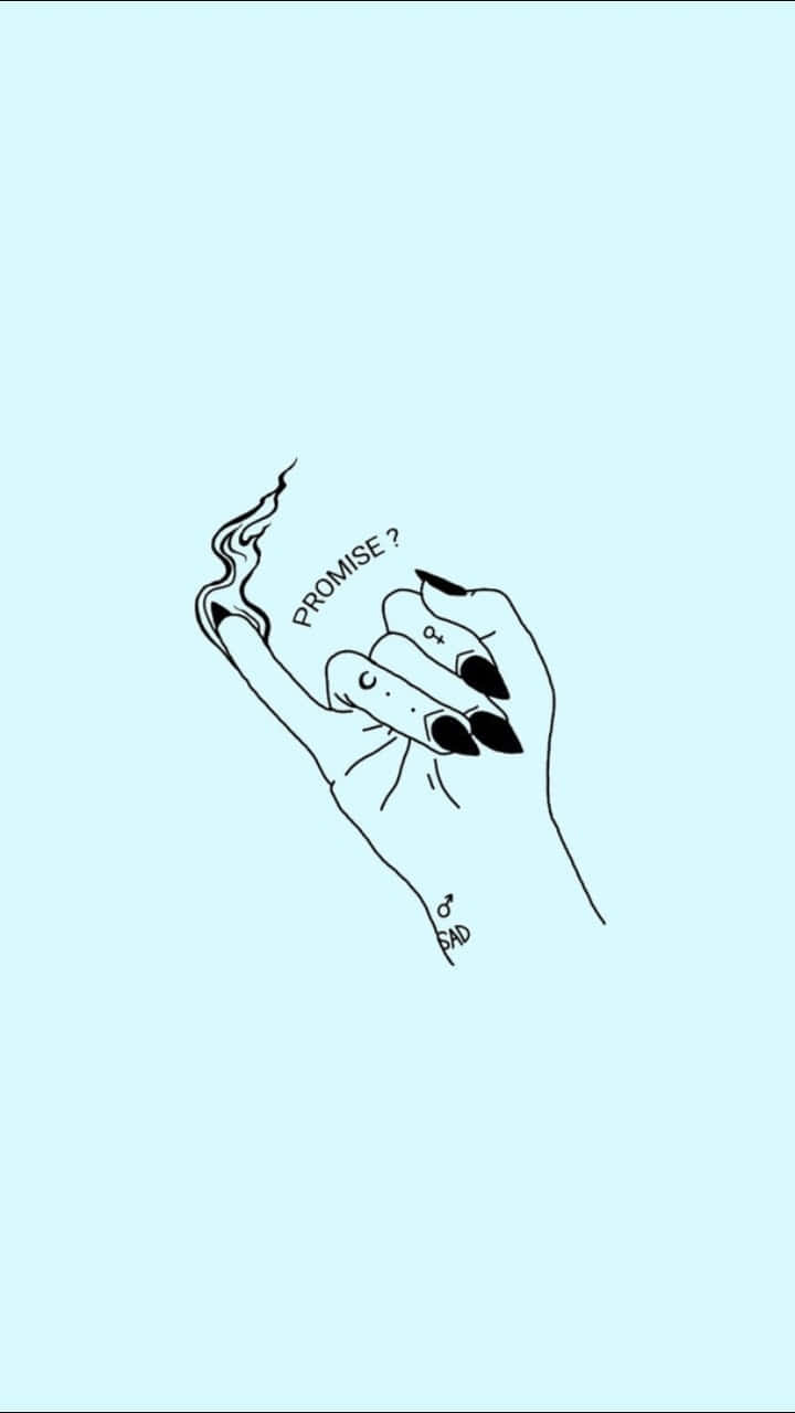 Aesthetic Bff, minimalist line drawing, hand holding a cigarette, HD Phone Wallpaper