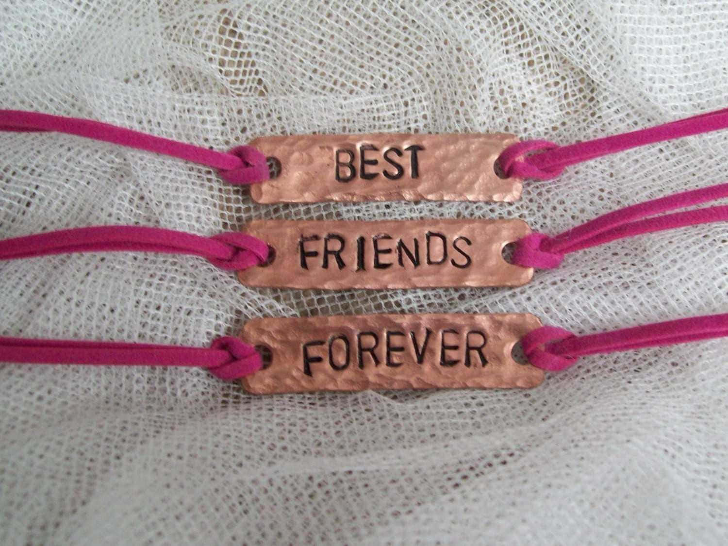 copper charm bracelets, pink cords, best friends forever, HD Desktop Wallpaper