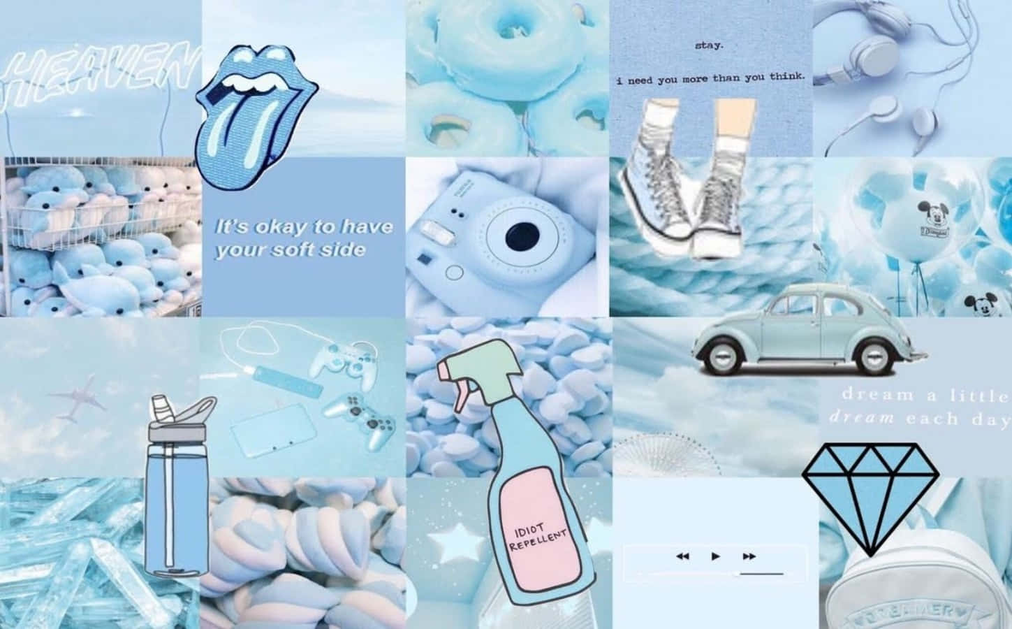 pastel blue, cute items, donuts plushies, HD Desktop Wallpaper