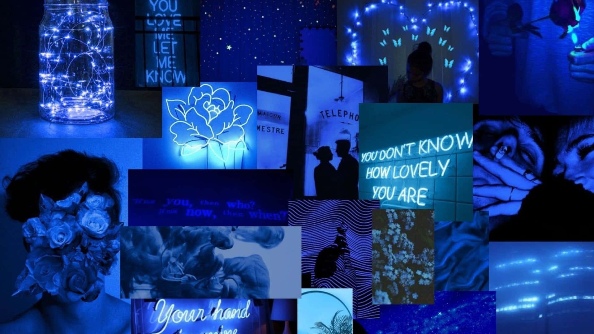 blue-toned, neon signs, romantic quotes, Full HD Desktop Wallpaper