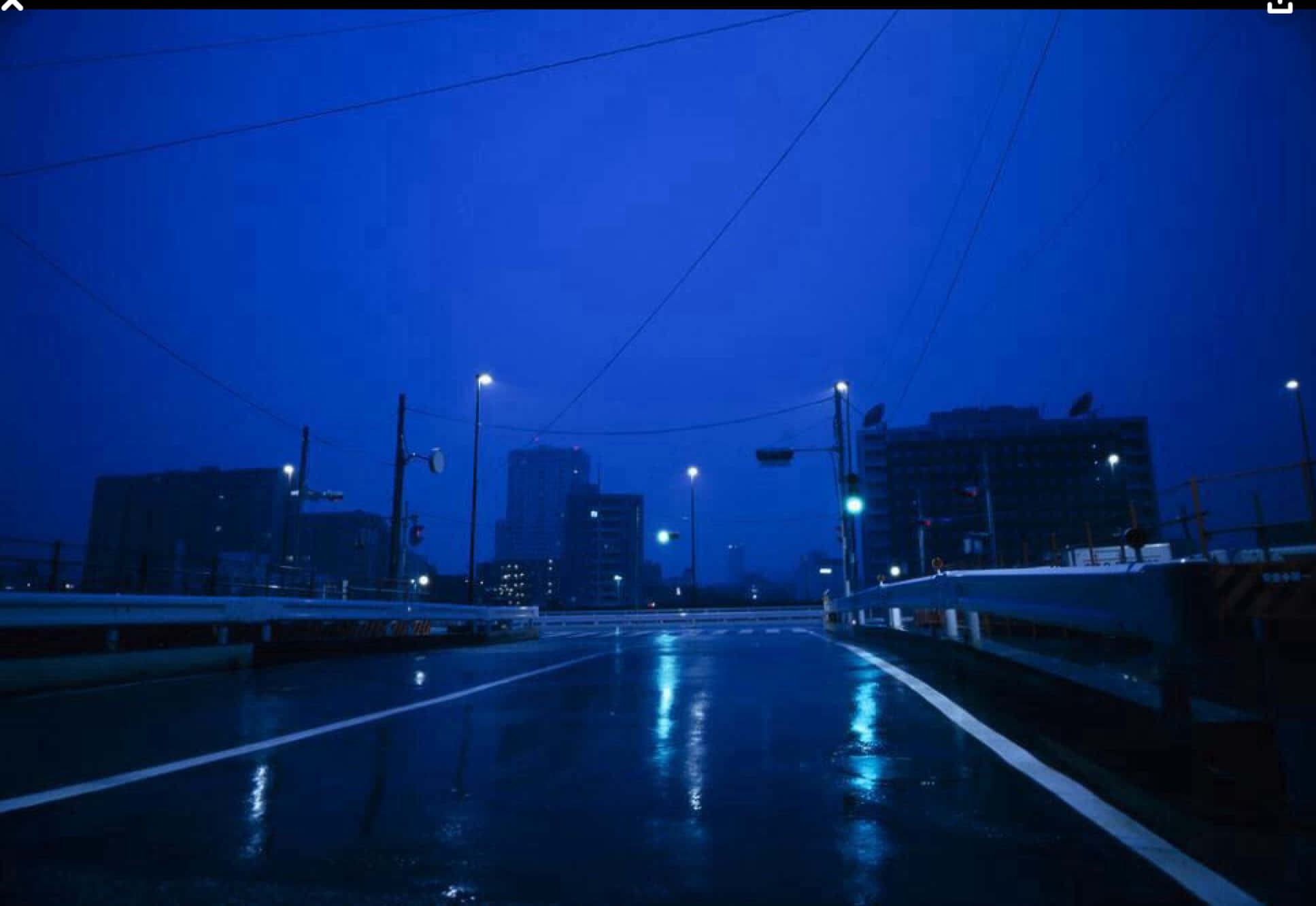 blue grunge aesthetic, rain-slicked urban bridge, night, Full HD Desktop Wallpaper