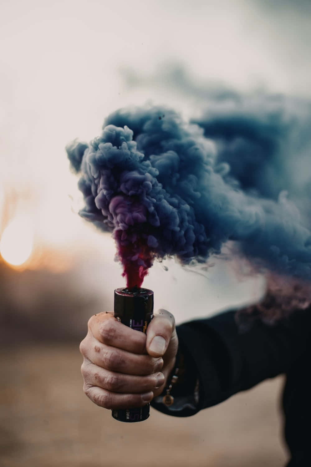 Aesthetic Blue Grunge, vibrant purple and blue smoke, soft sunset backdrop, HD Phone Wallpaper