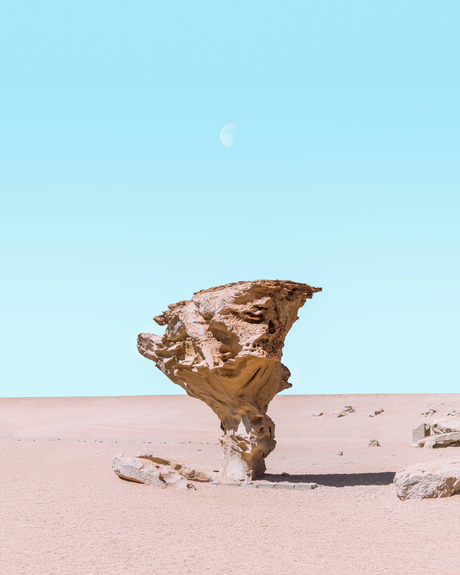Aesthetic Blue iPhone, rock formation, desert, Full HD Phone Wallpaper