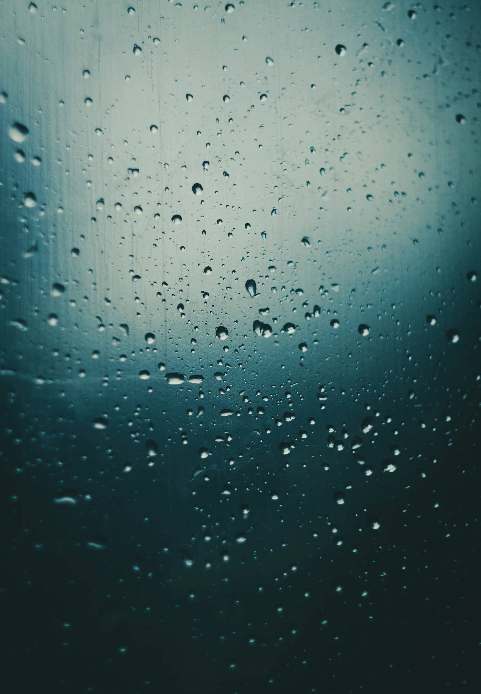 Misty Glass, aesthetic blue iPhone, raindrops, Full HD Phone Wallpaper