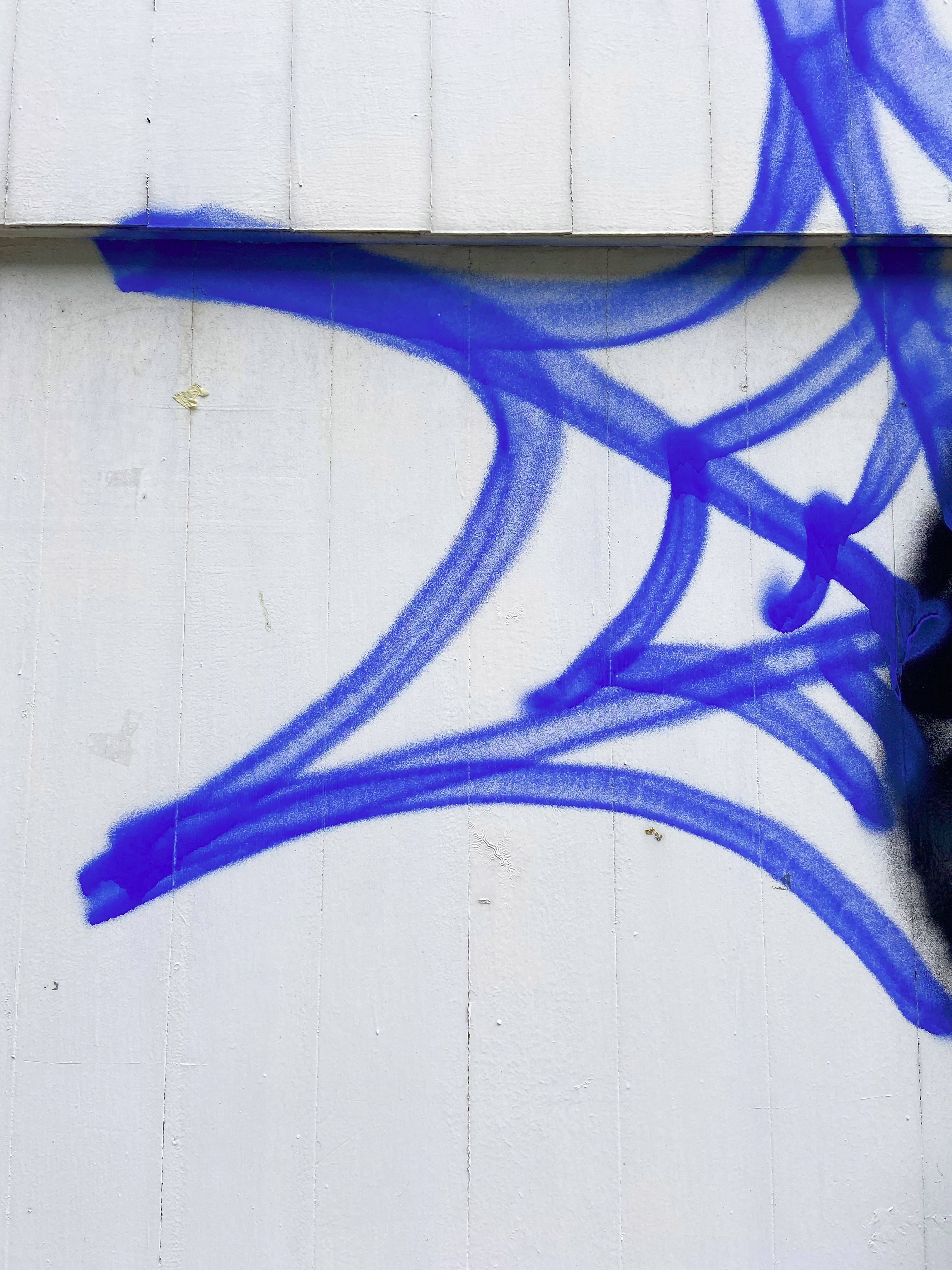 Spider Web Wall Paint, aesthetic blue iPhone, bold blue graffiti streaks, 4K Phone Wallpaper