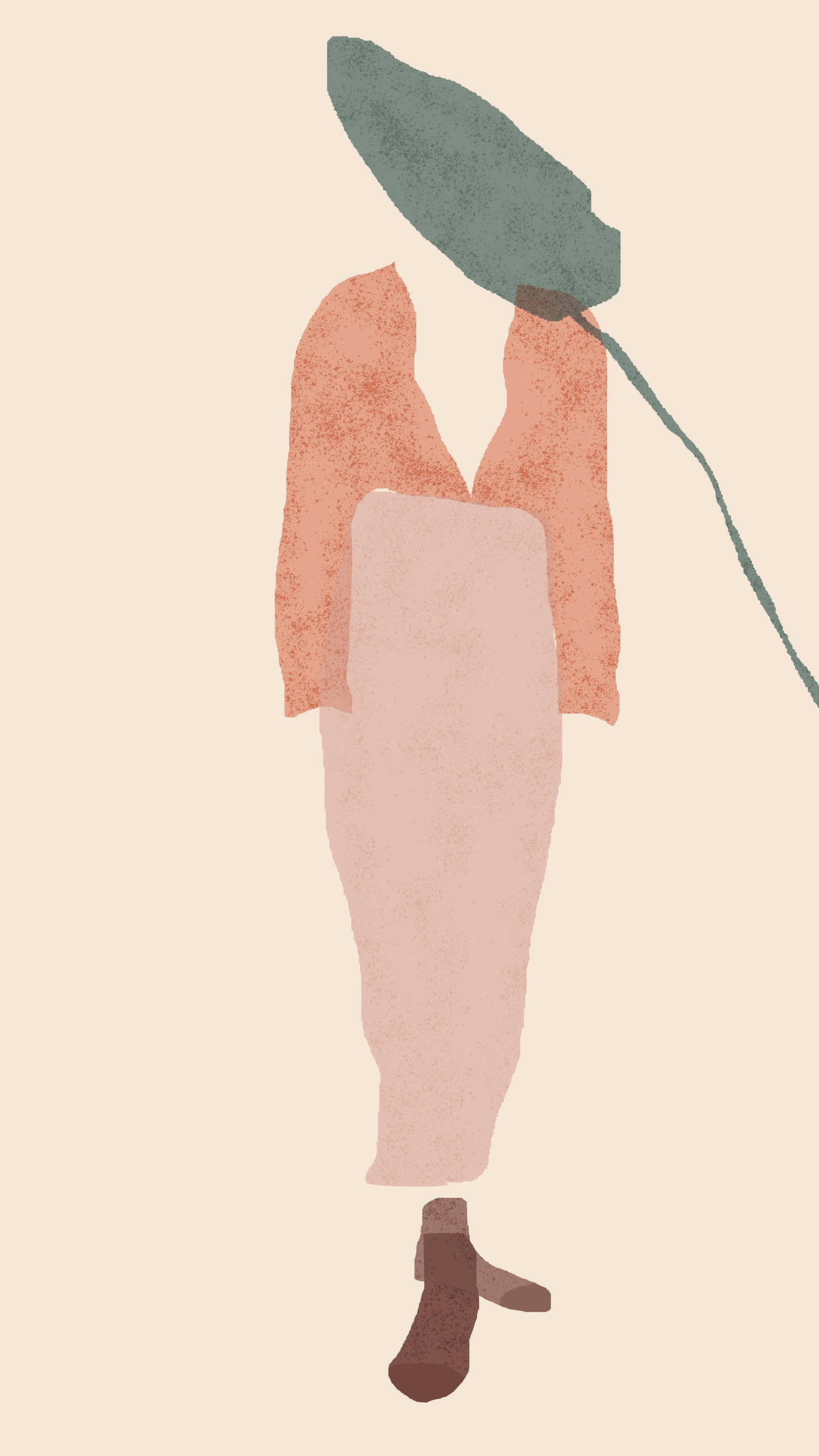 Aesthetic Boho, female watercolor, muted tones, 2K Phone Wallpaper