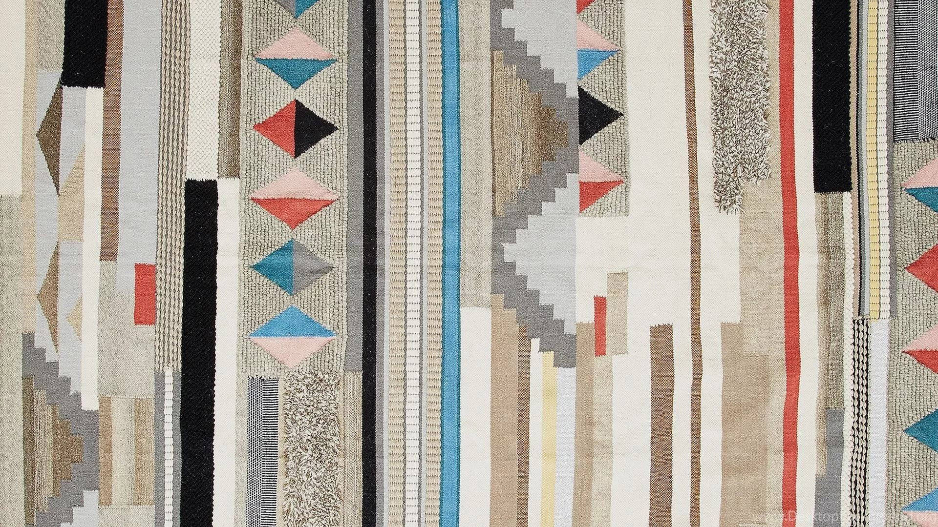 geometric patterned rug, vertical stripes, diamond motifs, Full HD Desktop Wallpaper