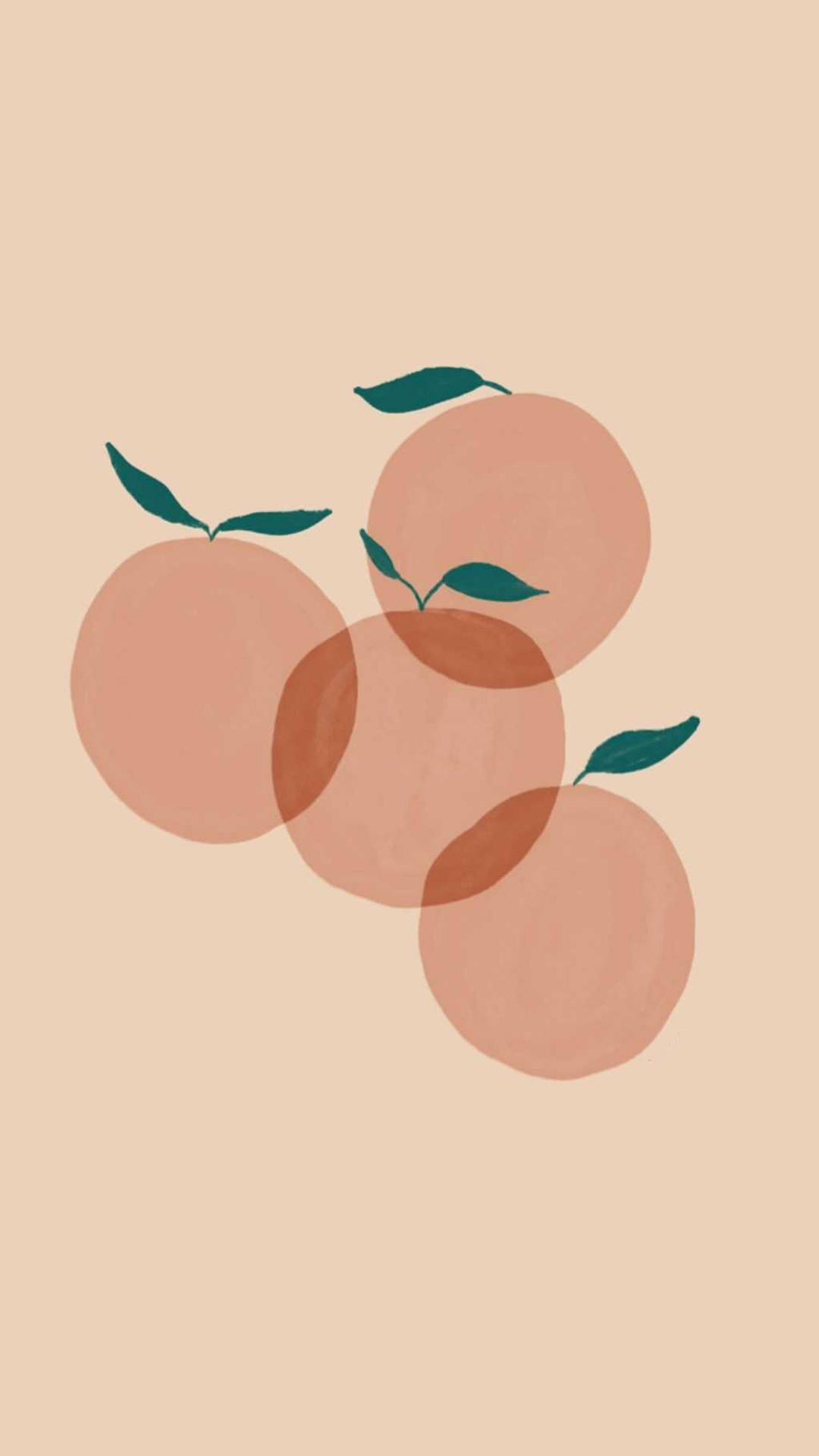 Aesthetic Boho Peaches, peach fruits, green leaves, Full HD Phone Wallpaper