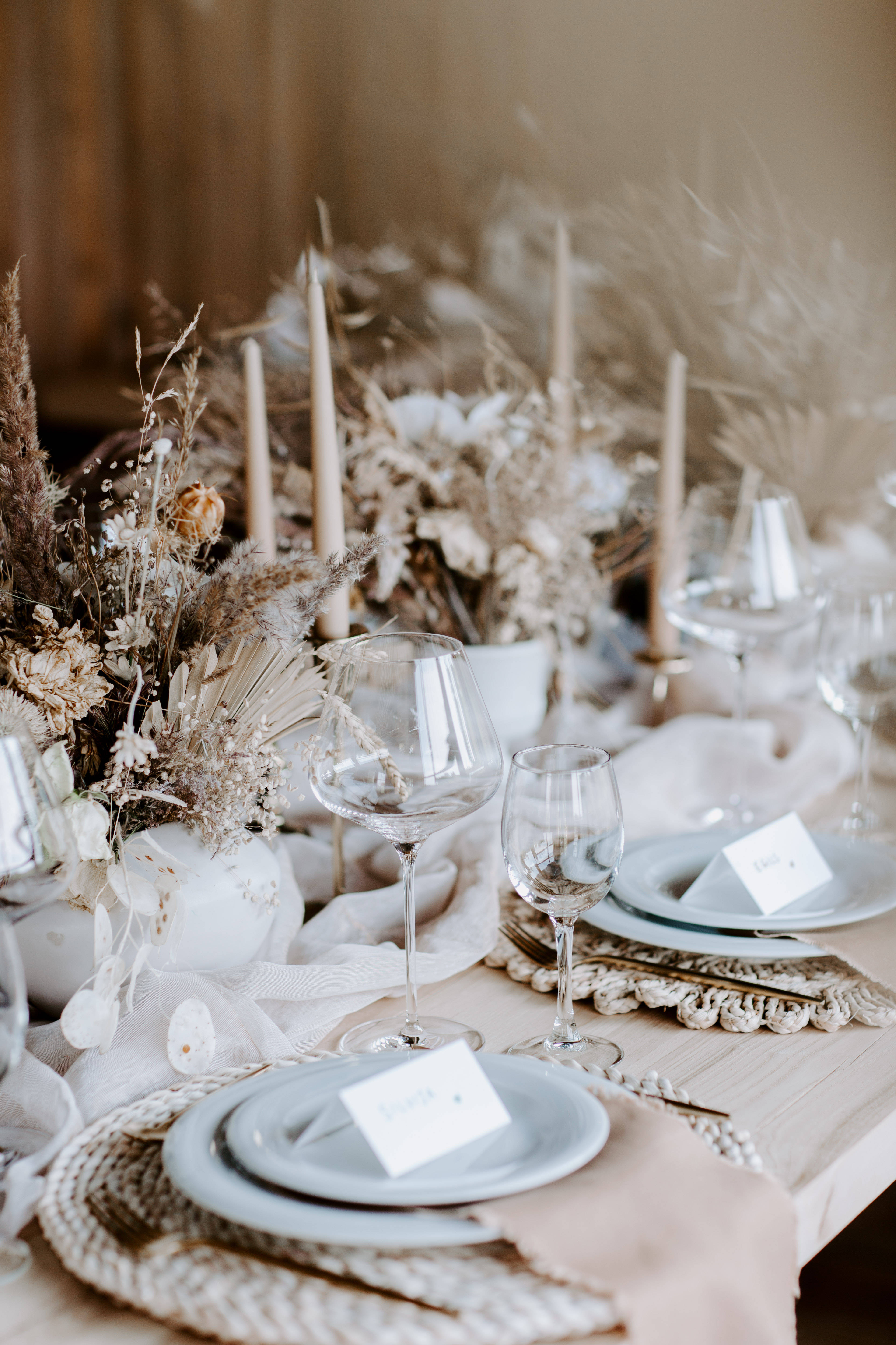 Aesthetic Boho, dried florals, tall candles, 5K Phone Wallpaper