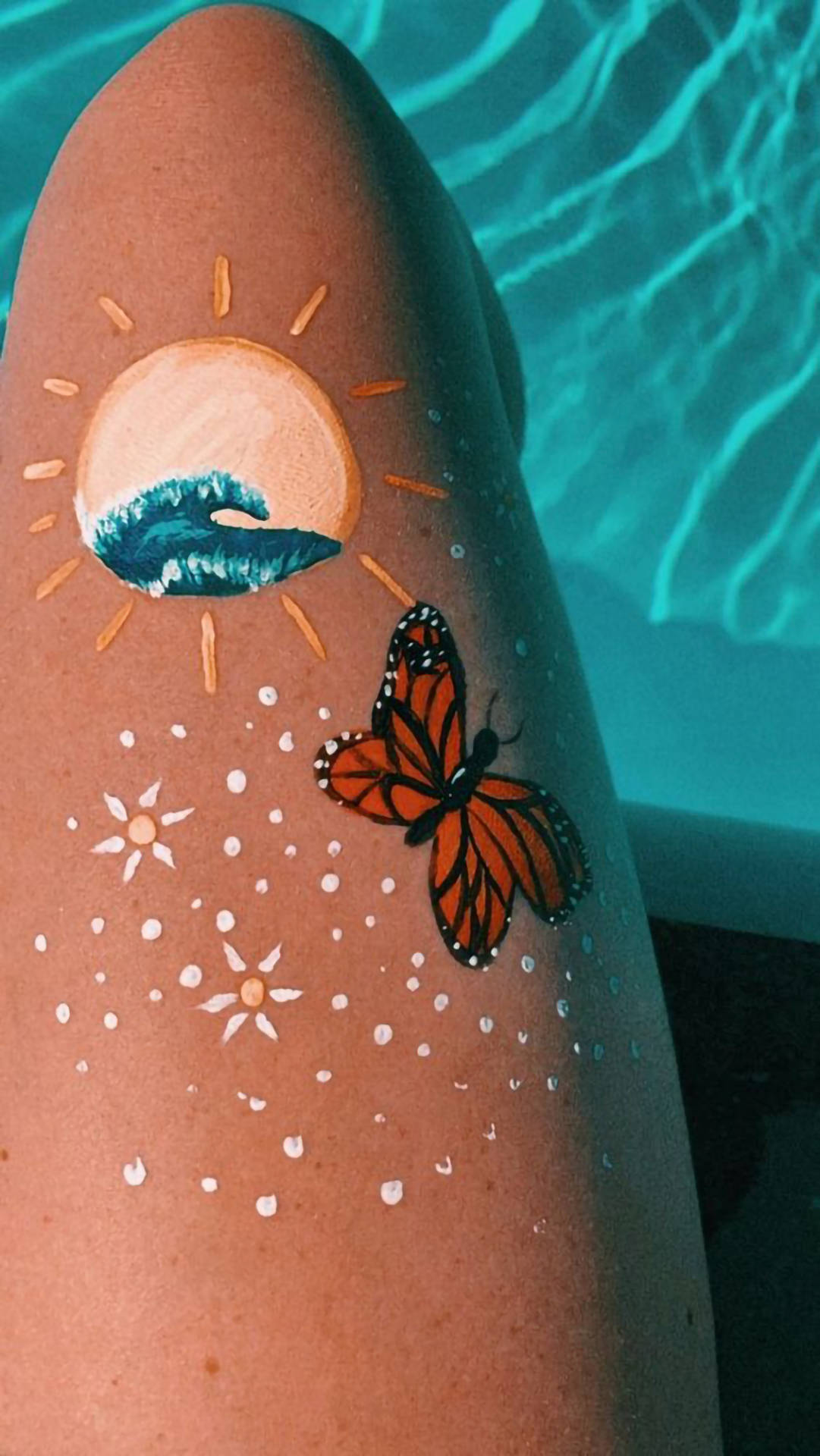 monarch butterfly, sun, ocean wave, Full HD Phone Wallpaper