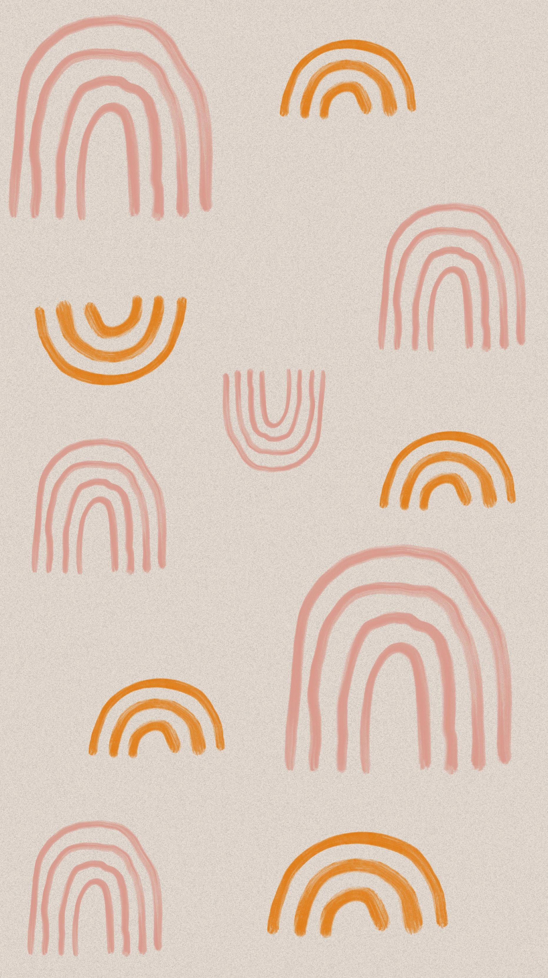 pastel pink, pastel orange, hand-drawn arches, 2K Phone Wallpaper